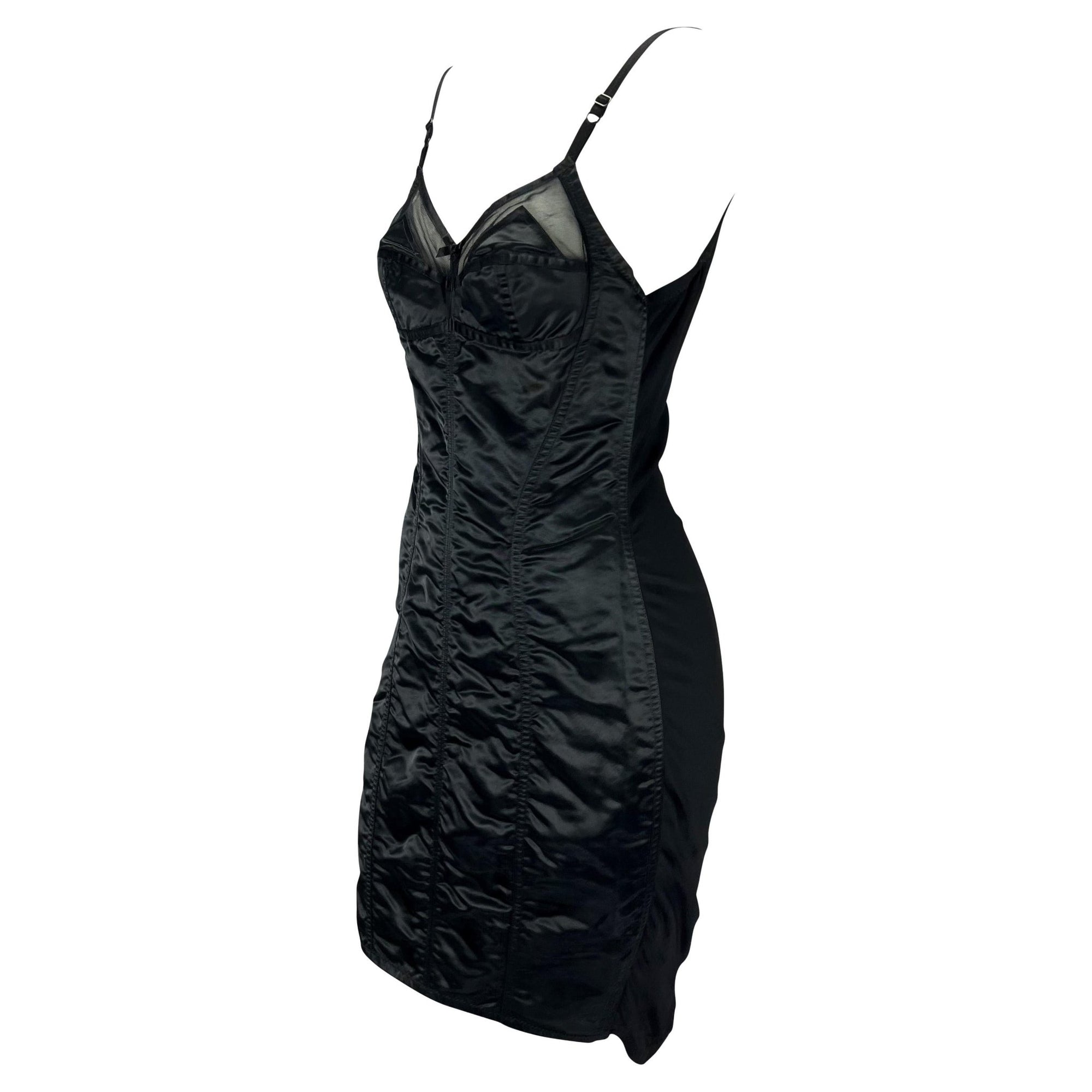 Early 1990s Dolce & Gabbana Sheer Pin - Up Satin Bustier Corset Dress - RealList