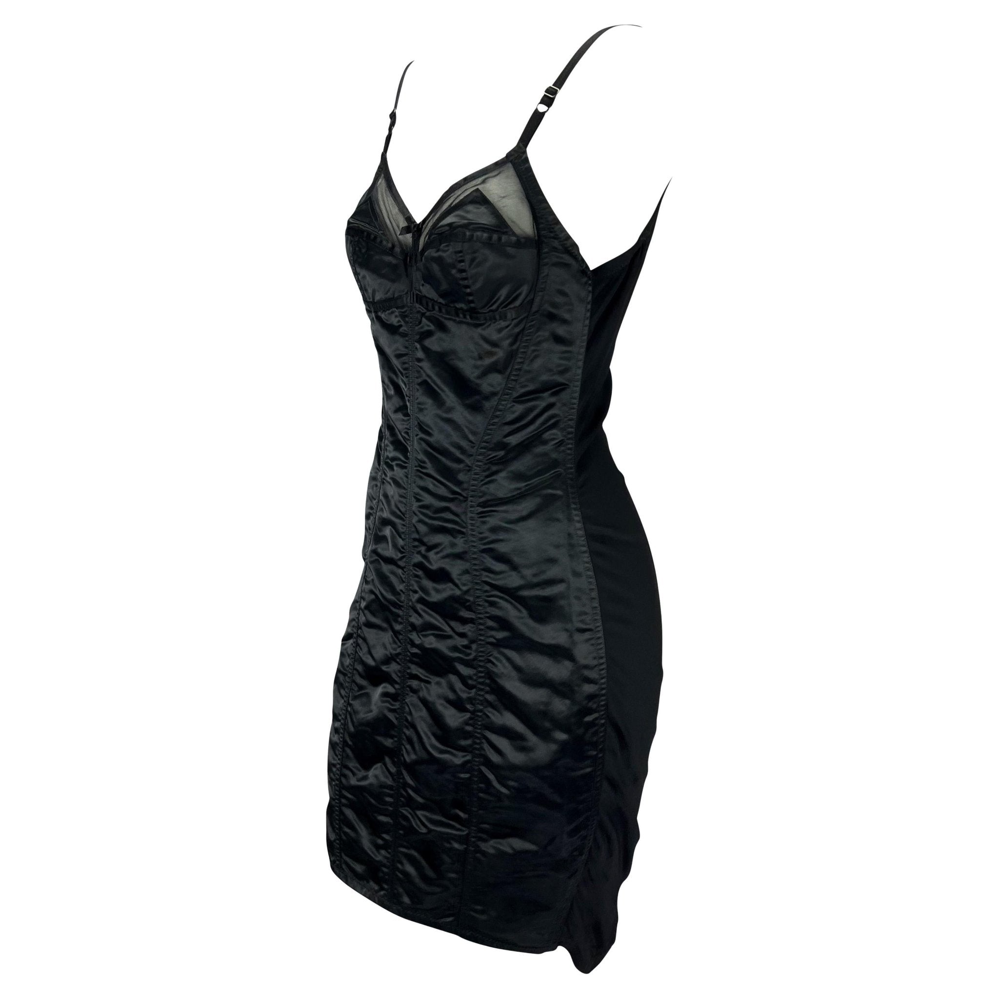 Early 1990s Dolce & Gabbana Sheer Pin - Up Satin Bustier Corset Dress - RealList