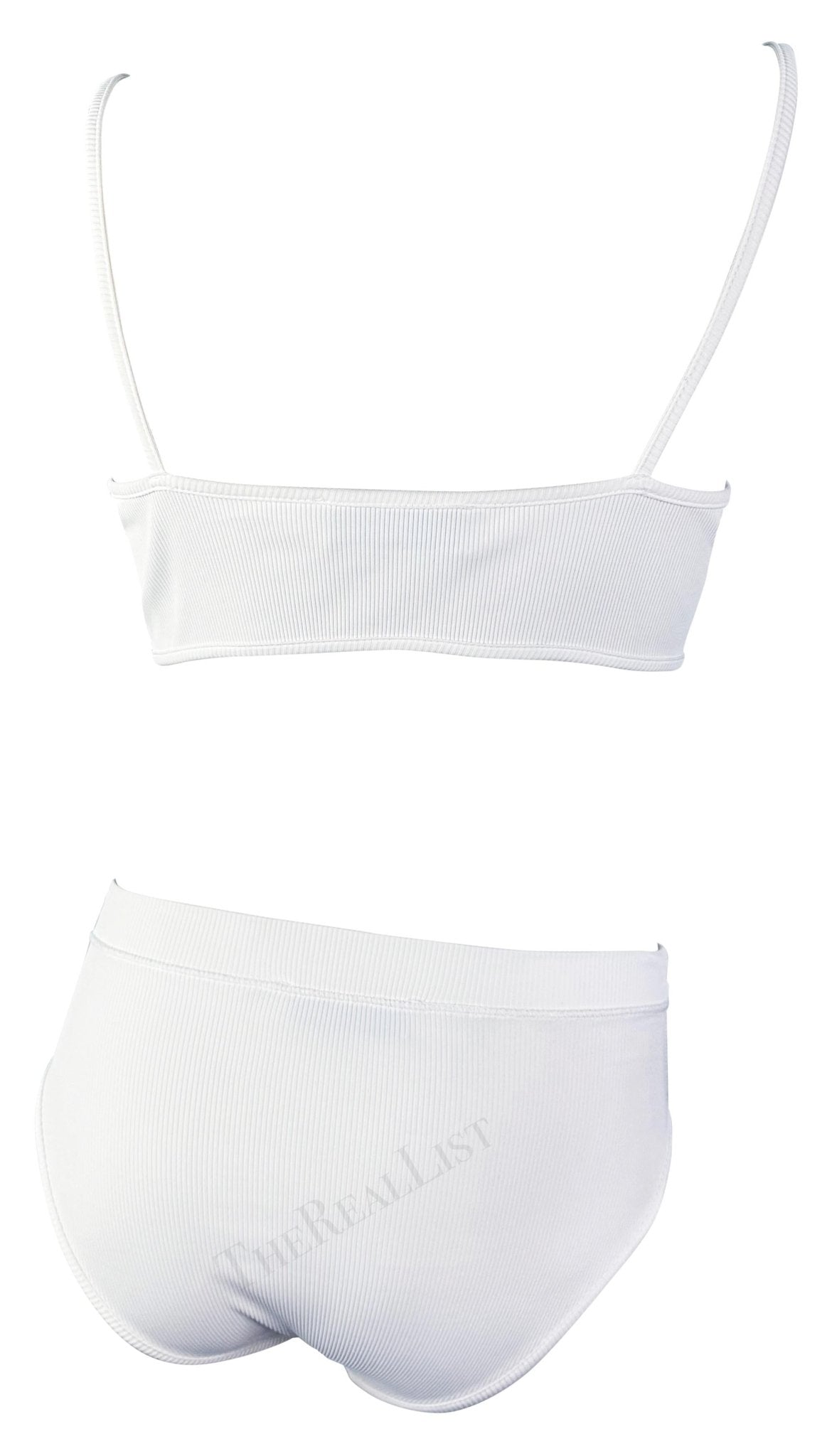 Early 1990s Dolce & Gabbana White Ribbed Brief Beach Bikini Two - Piece Set - RealList