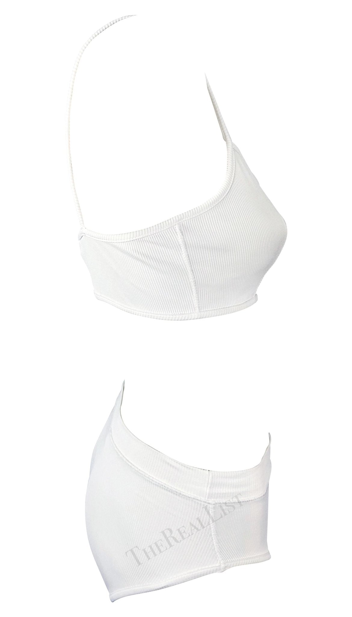 Early 1990s Dolce & Gabbana White Ribbed Brief Beach Bikini Two - Piece Set - RealList