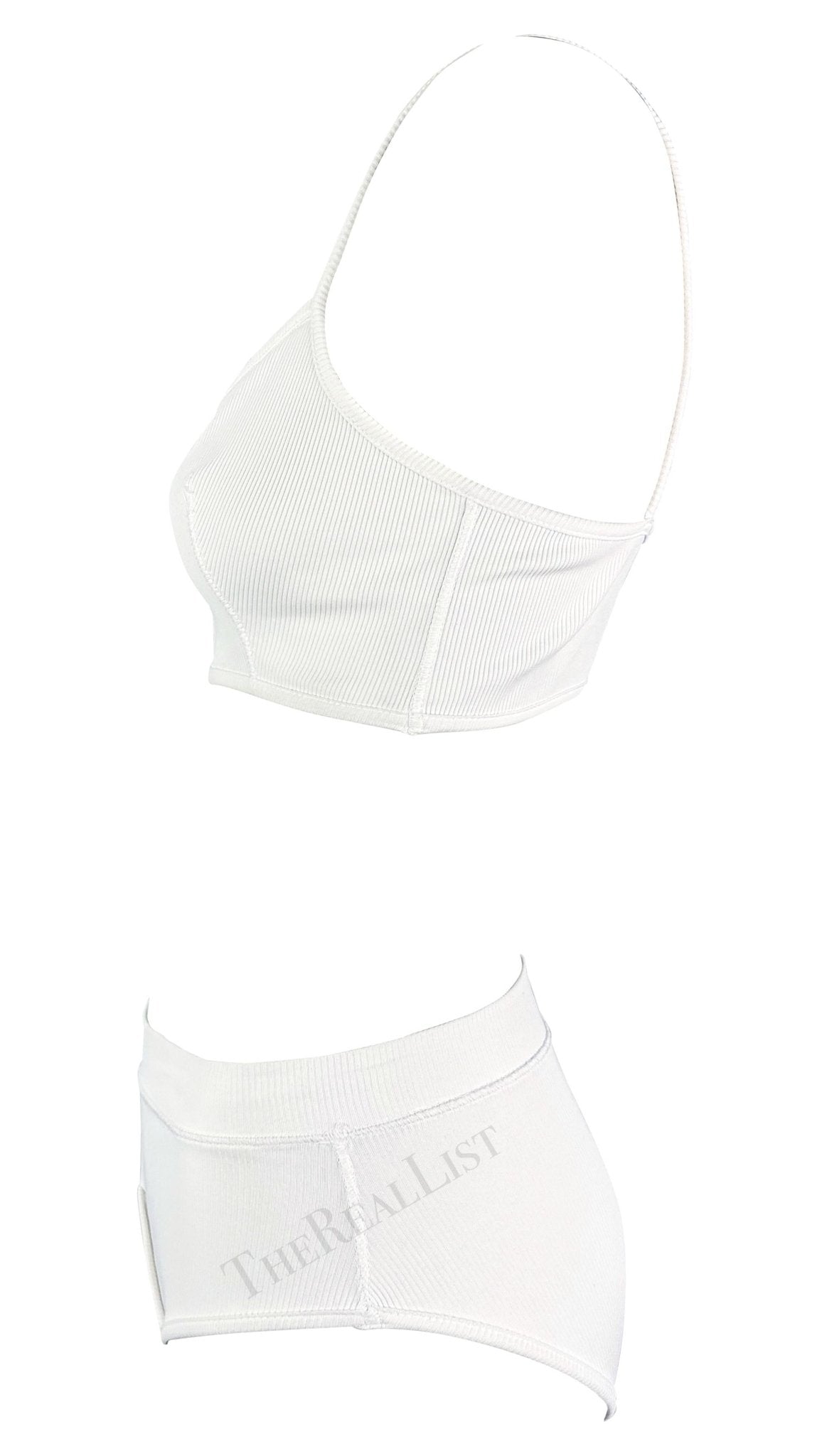 Early 1990s Dolce & Gabbana White Ribbed Brief Beach Bikini Two - Piece Set - RealList