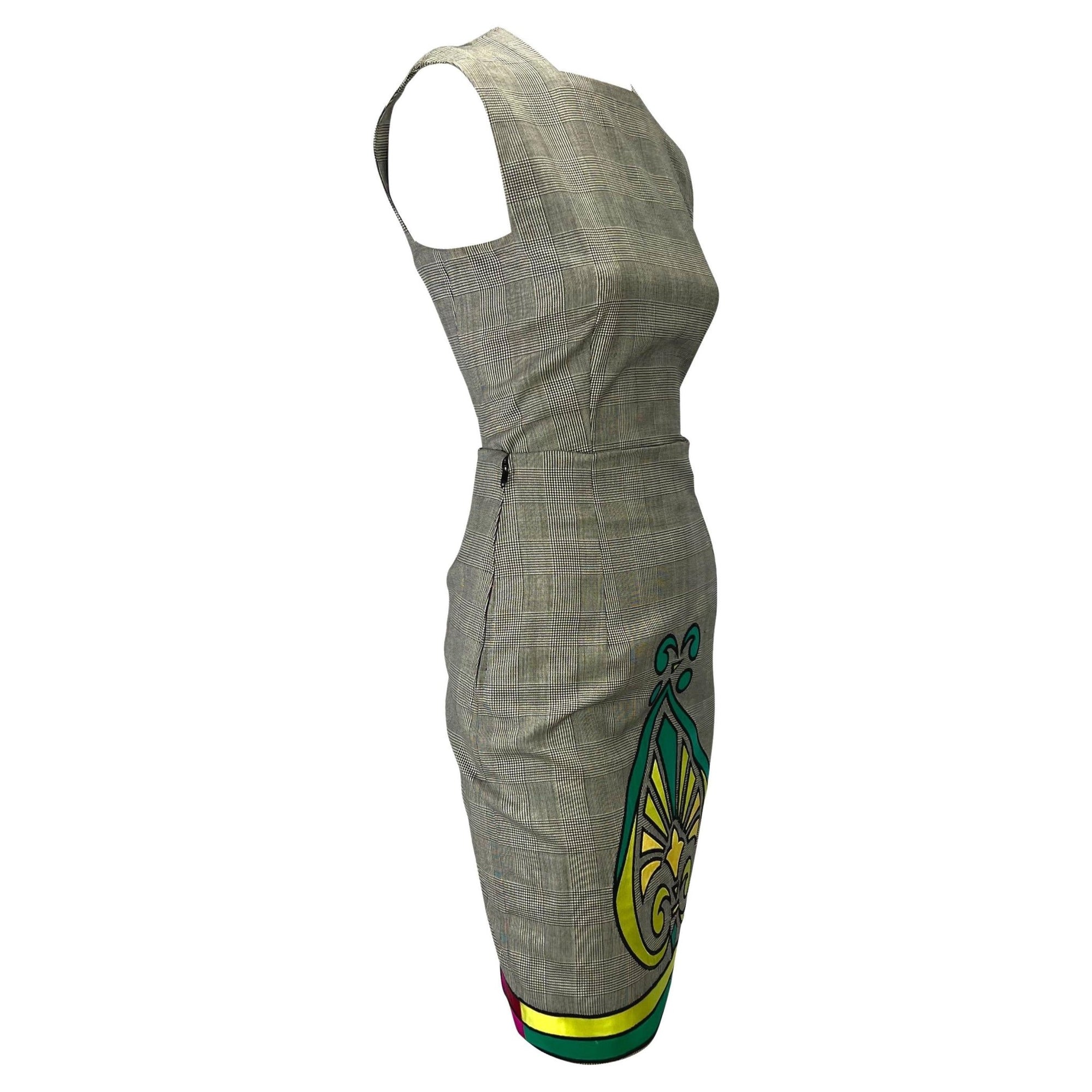 Early 1990s Gianni Versace Couture Houndstooth Satin Appliqué Skirt Set - RealList