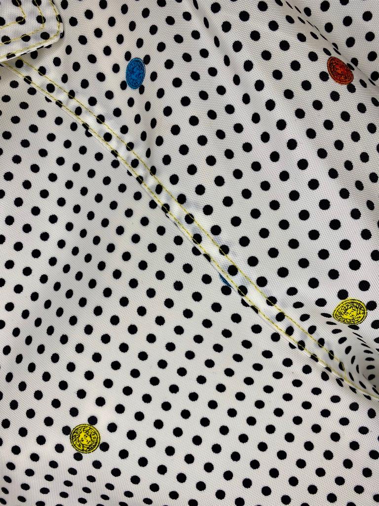 Early 1990s Gianni Versace Medusa Polka Dot Nylon Oversized Trench Coat - RealList