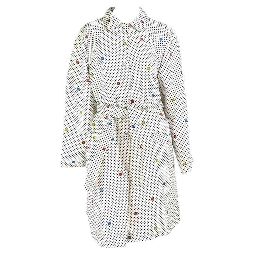Early 1990s Gianni Versace Medusa Polka Dot Nylon Oversized Trench Coat - RealList