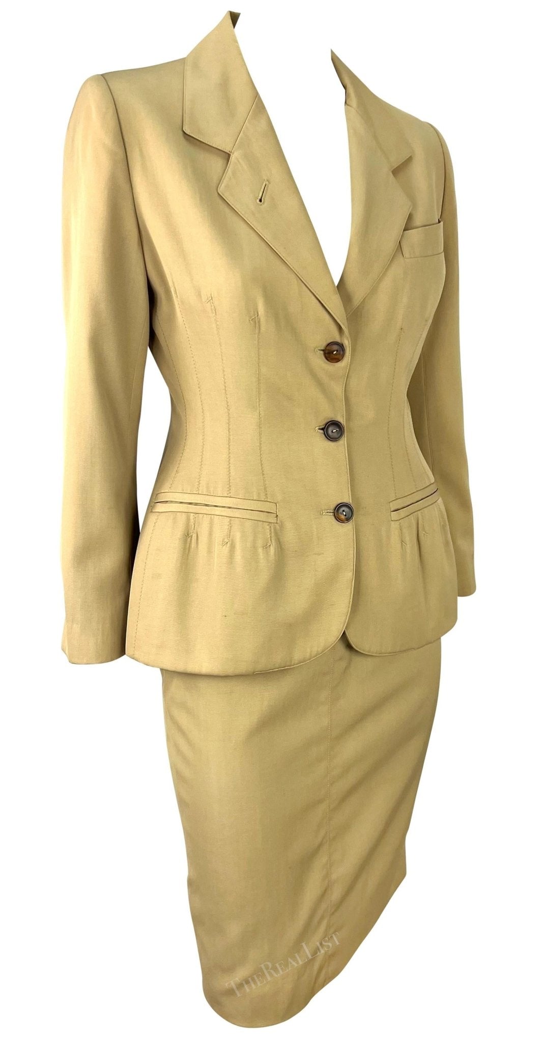 Early 1990s Jean Paul Gaultier Tan Skirt Suit - RealList