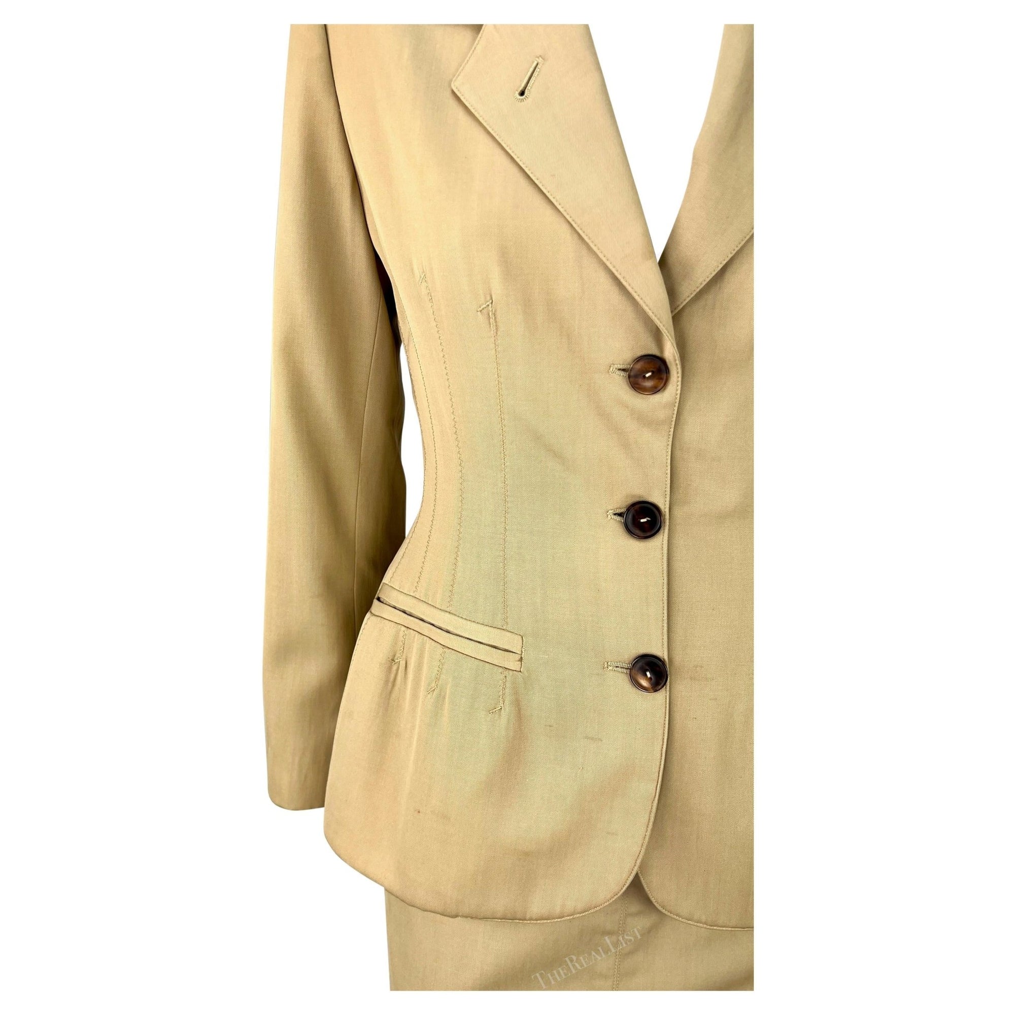 Early 1990s Jean Paul Gaultier Tan Skirt Suit - RealList