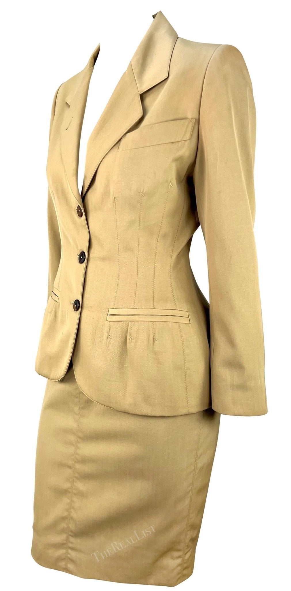 Early 1990s Jean Paul Gaultier Tan Skirt Suit - RealList