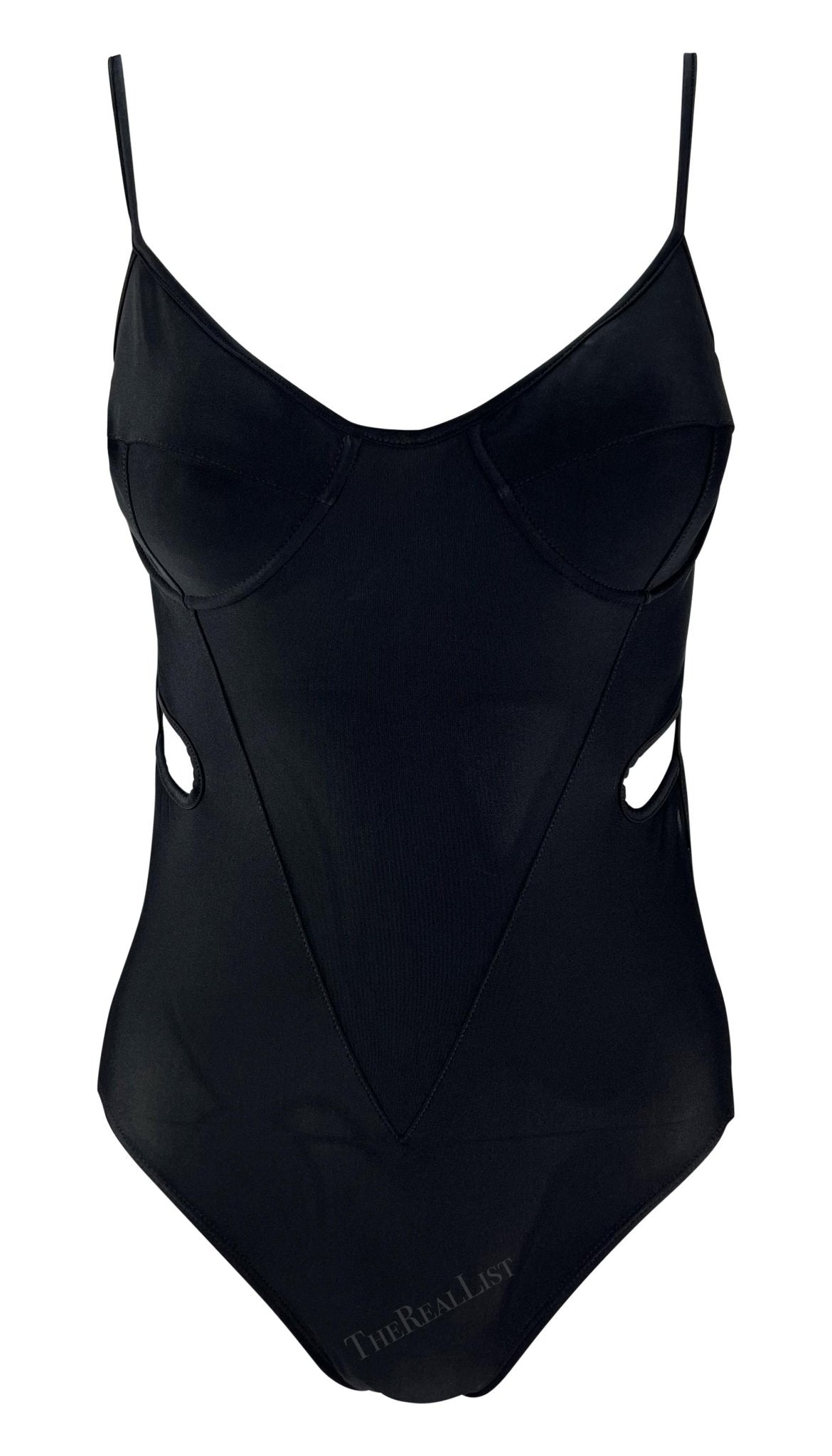 Early 1990s John Galliano Black Cut Out One Piece Swimsuit/Bodysuit - RealList