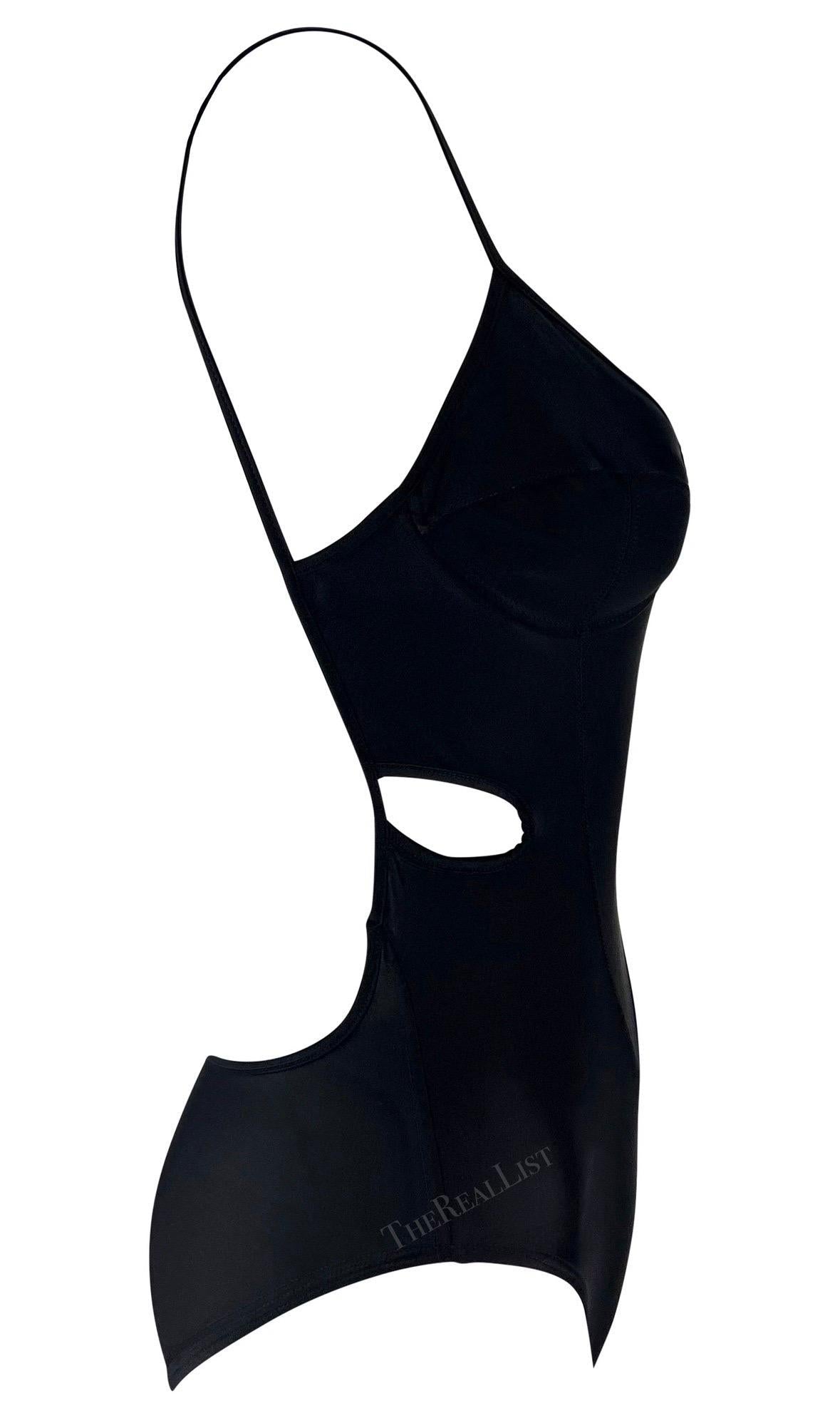 Early 1990s John Galliano Black Cut Out One Piece Swimsuit/Bodysuit - RealList