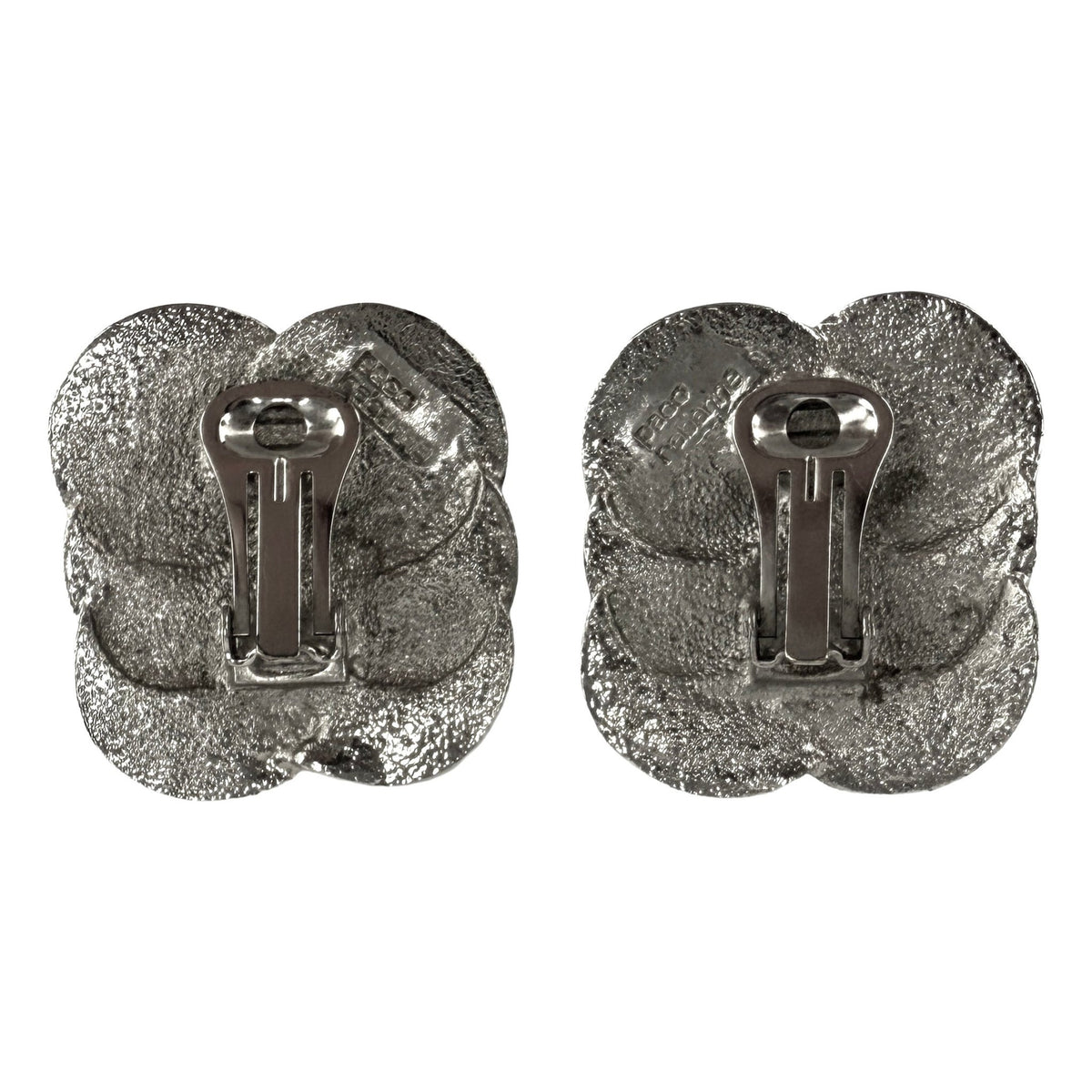 Early 1990s Paco Rabanne Silver Stacked Disc Clip-On Earrings - RealList