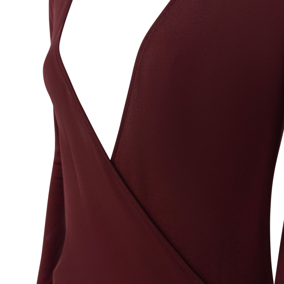 Early 2000s Calvin Klein Burgundy Viscose Plunging Wrap Dress - RealList