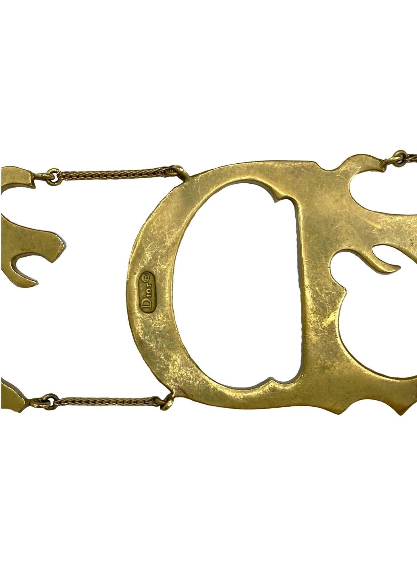 Early 2000s Christian Dior by John Galliano Rhinestone Flame 'D' Bracelet - RealList