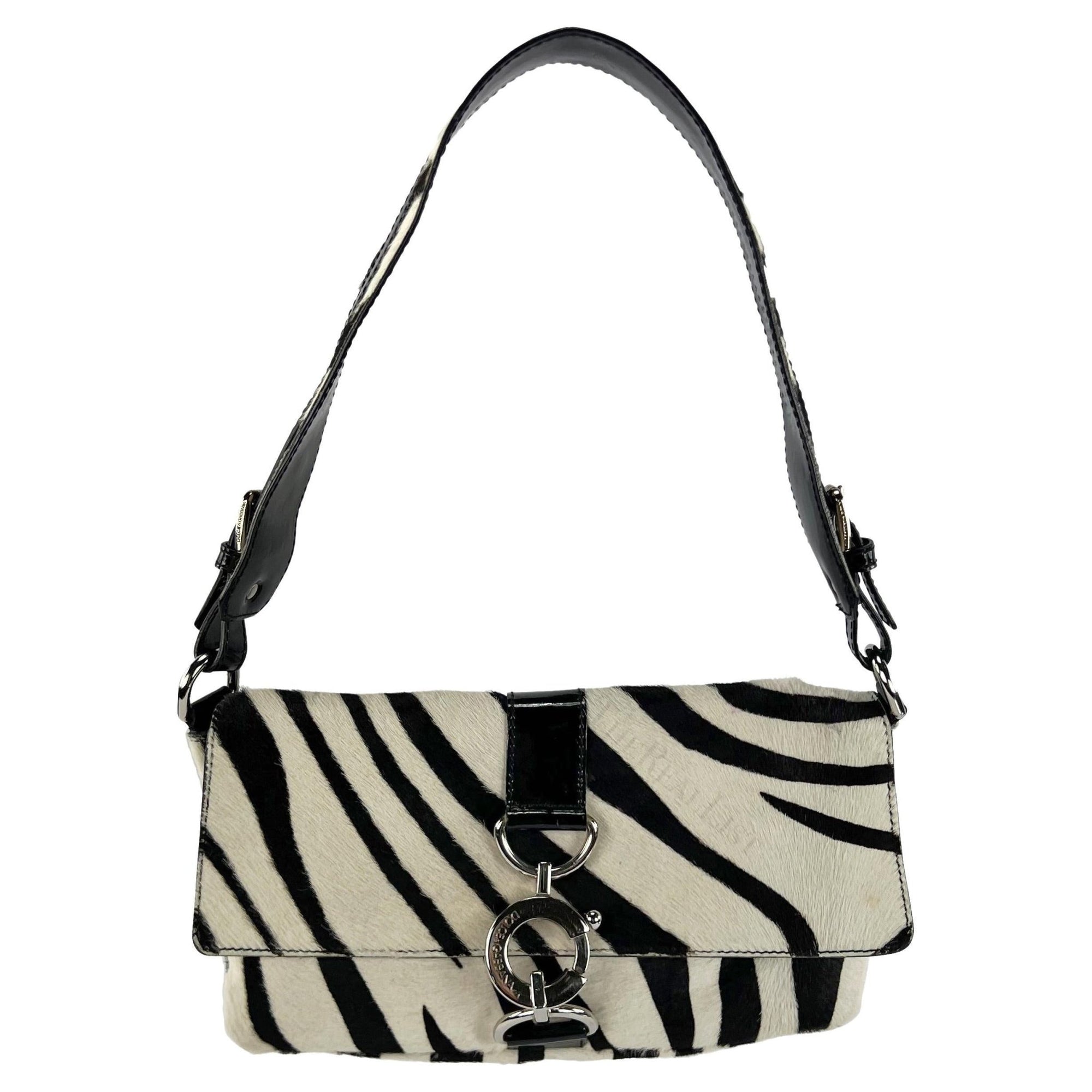 Early 2000s Dolce and Gabbana Zebra Pony Hair Shoulder Bag - RealList
