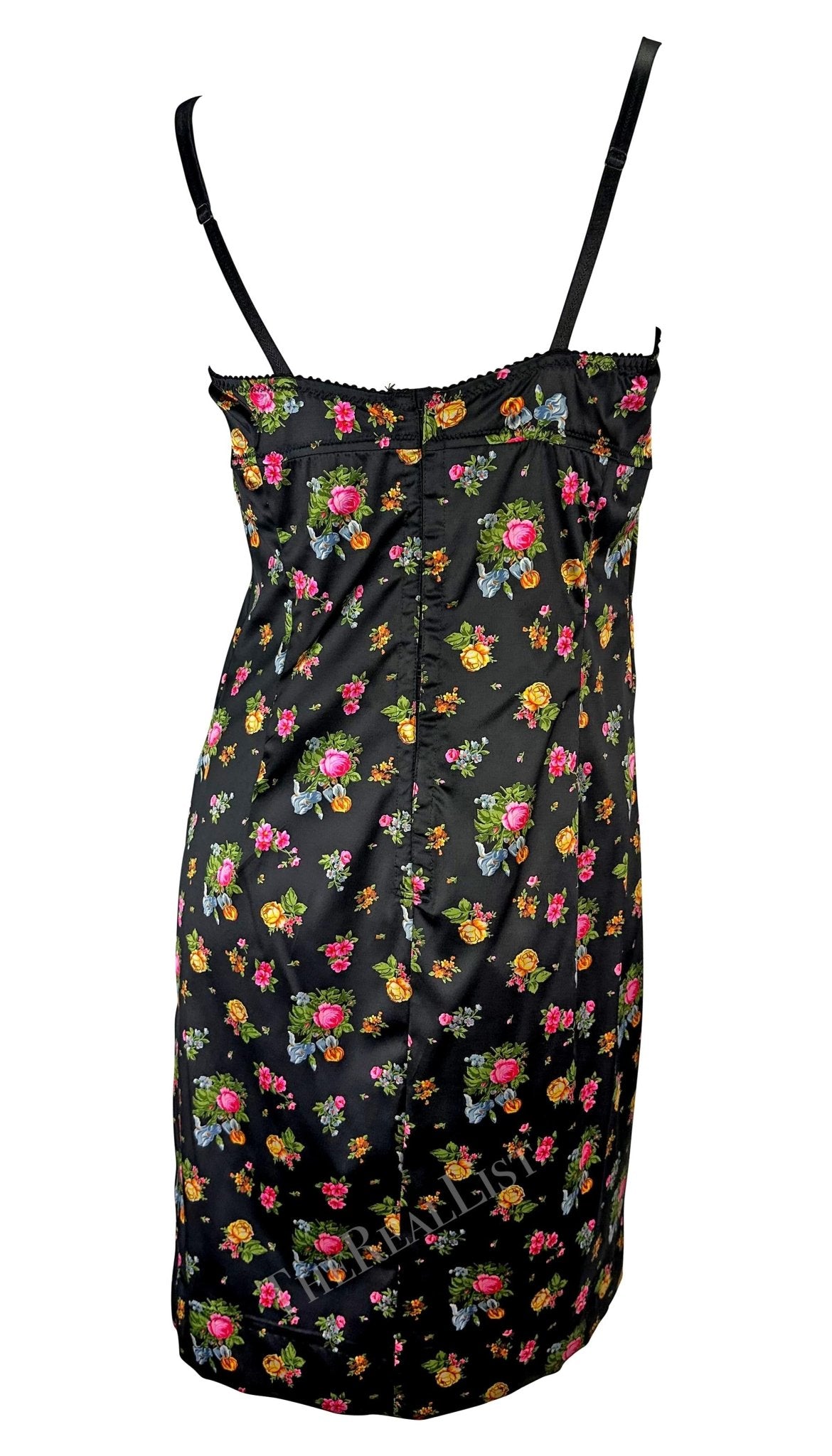 Early 2000s Dolce & Gabbana Black Floral Rose Mini Dress Y2K - RealList