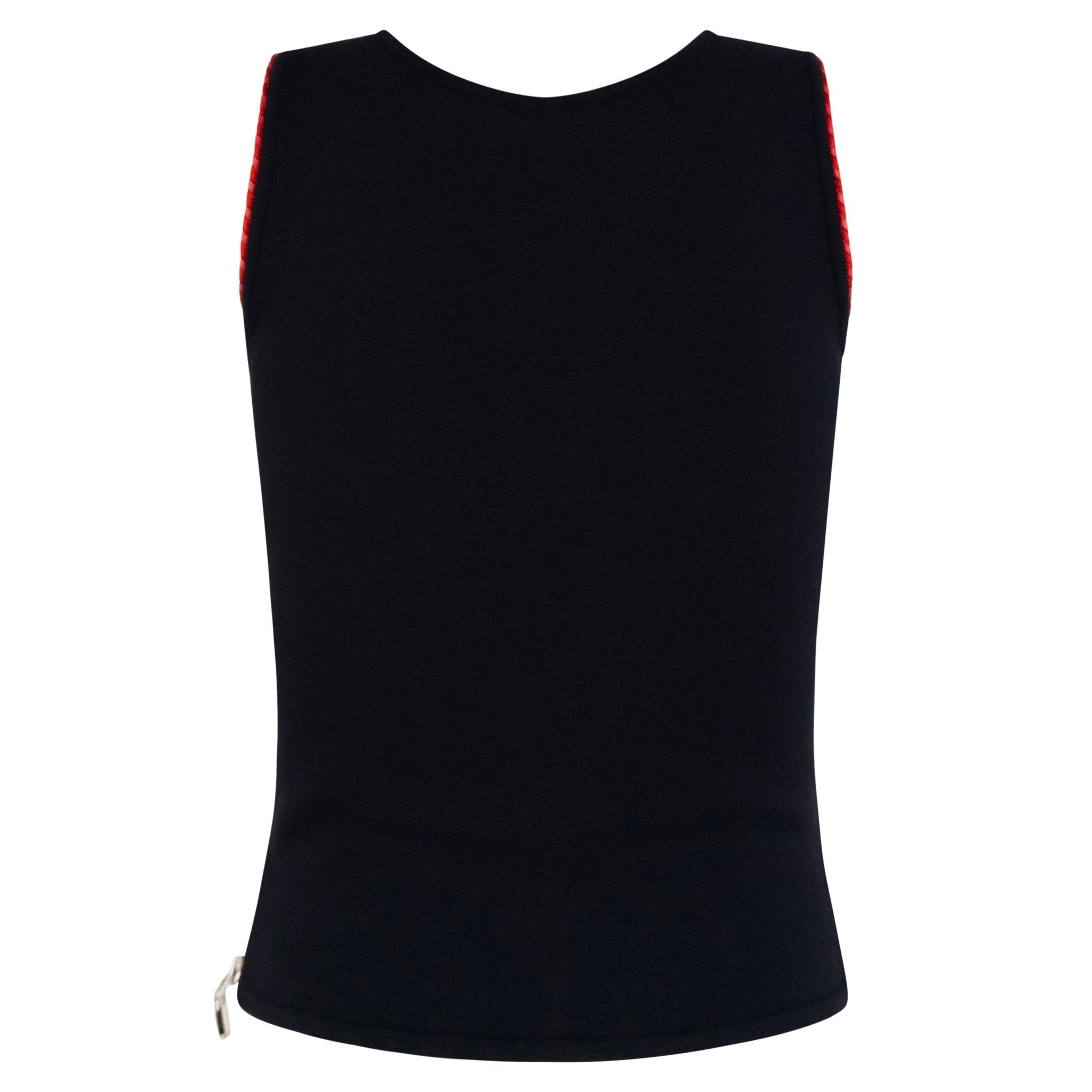 Early 2000s Gianni Versace by Donatella Black Wool Red Leather Trim Zip Top - RealList