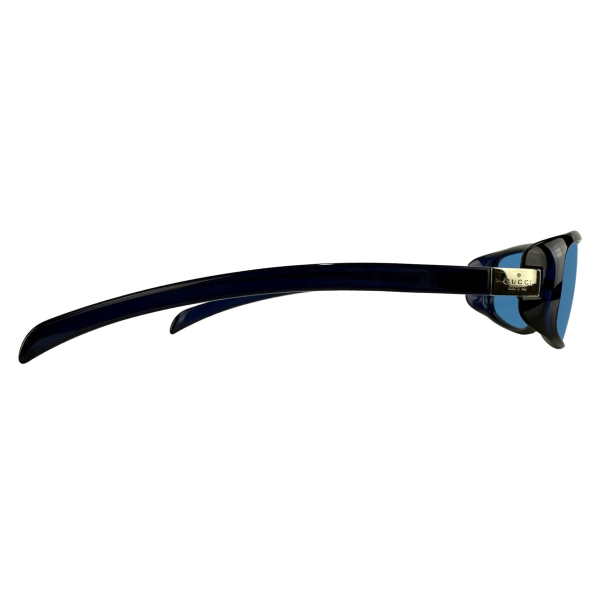 Early 2000s Gucci by Tom Ford Blue Monochromatic Acrylic Thin Frame Sunglasses - RealList