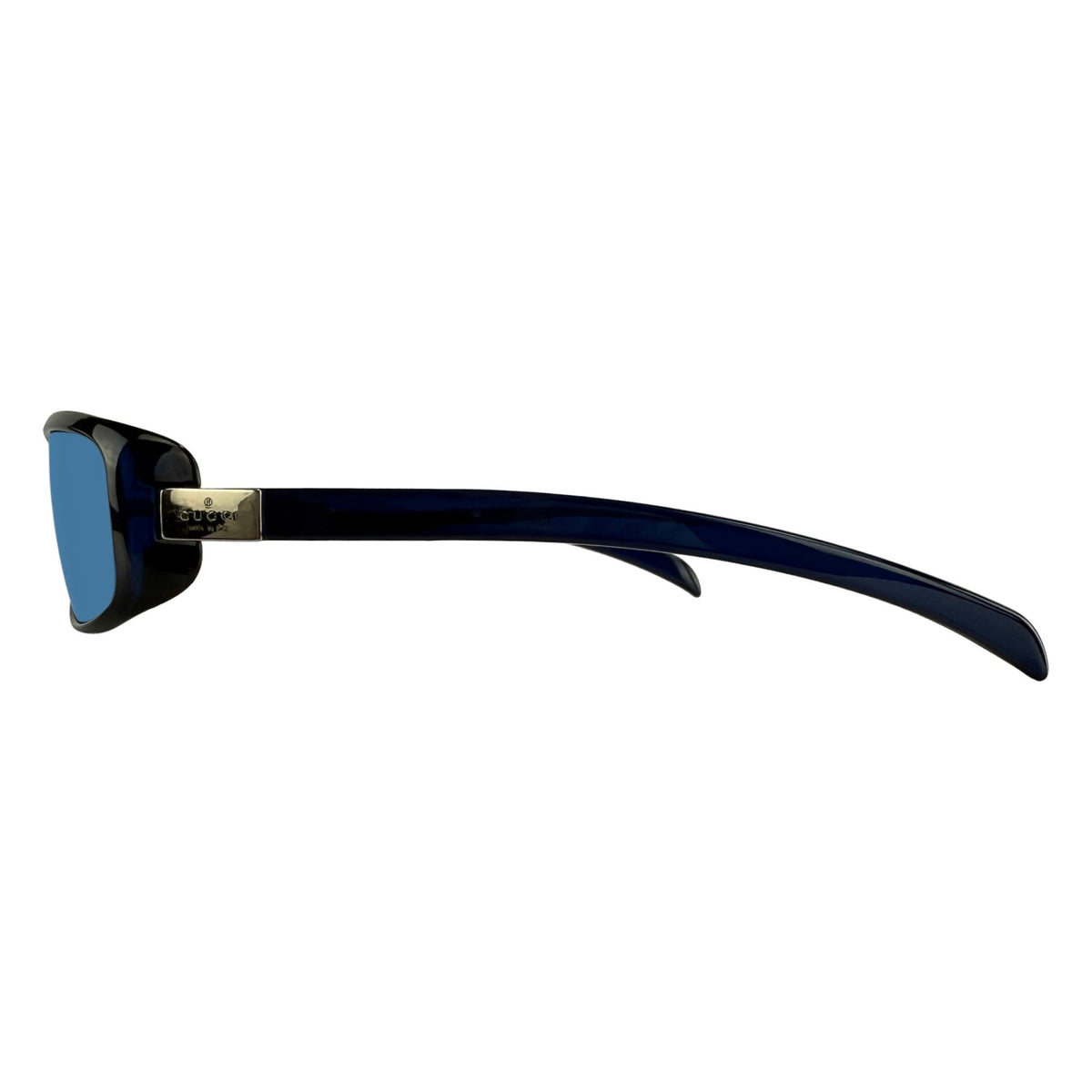 Early 2000s Gucci by Tom Ford Blue Monochromatic Acrylic Thin Frame Sunglasses - RealList