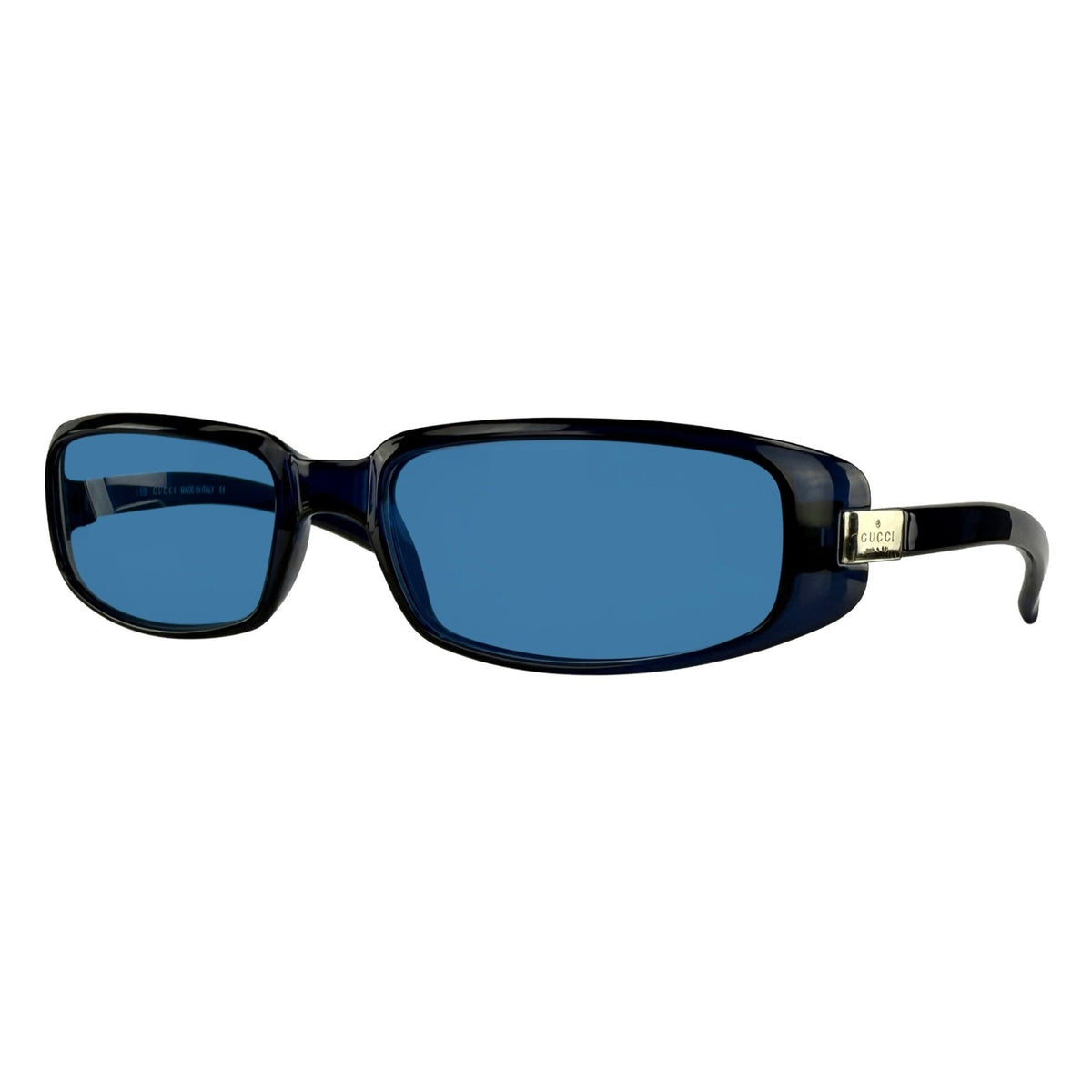 Early 2000s Gucci by Tom Ford Blue Monochromatic Acrylic Thin Frame Sunglasses - RealList