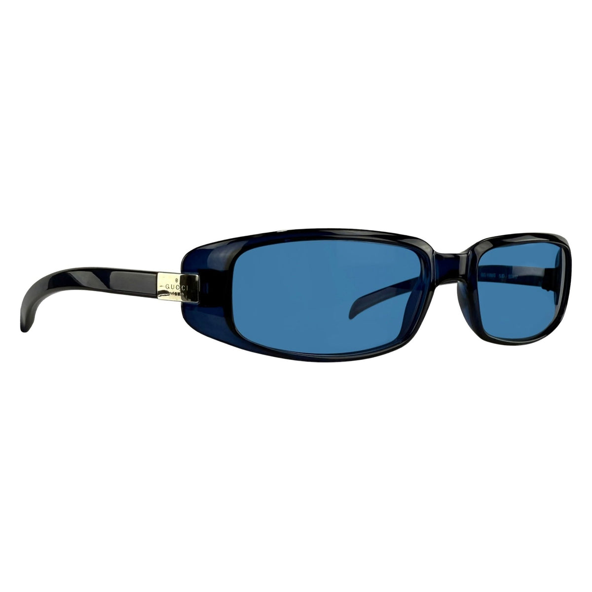 Early 2000s Gucci by Tom Ford Blue Monochromatic Acrylic Thin Frame Sunglasses - RealList