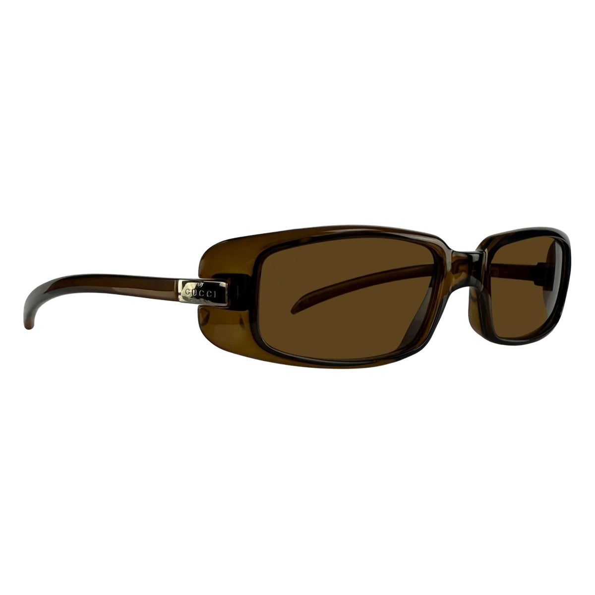 Early 2000s Gucci by Tom Ford Brown Acrylic Thin Frame Sunglasses - RealList