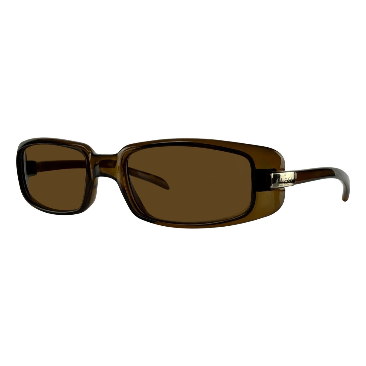 Early 2000s Gucci by Tom Ford Brown Acrylic Thin Frame Sunglasses - RealList
