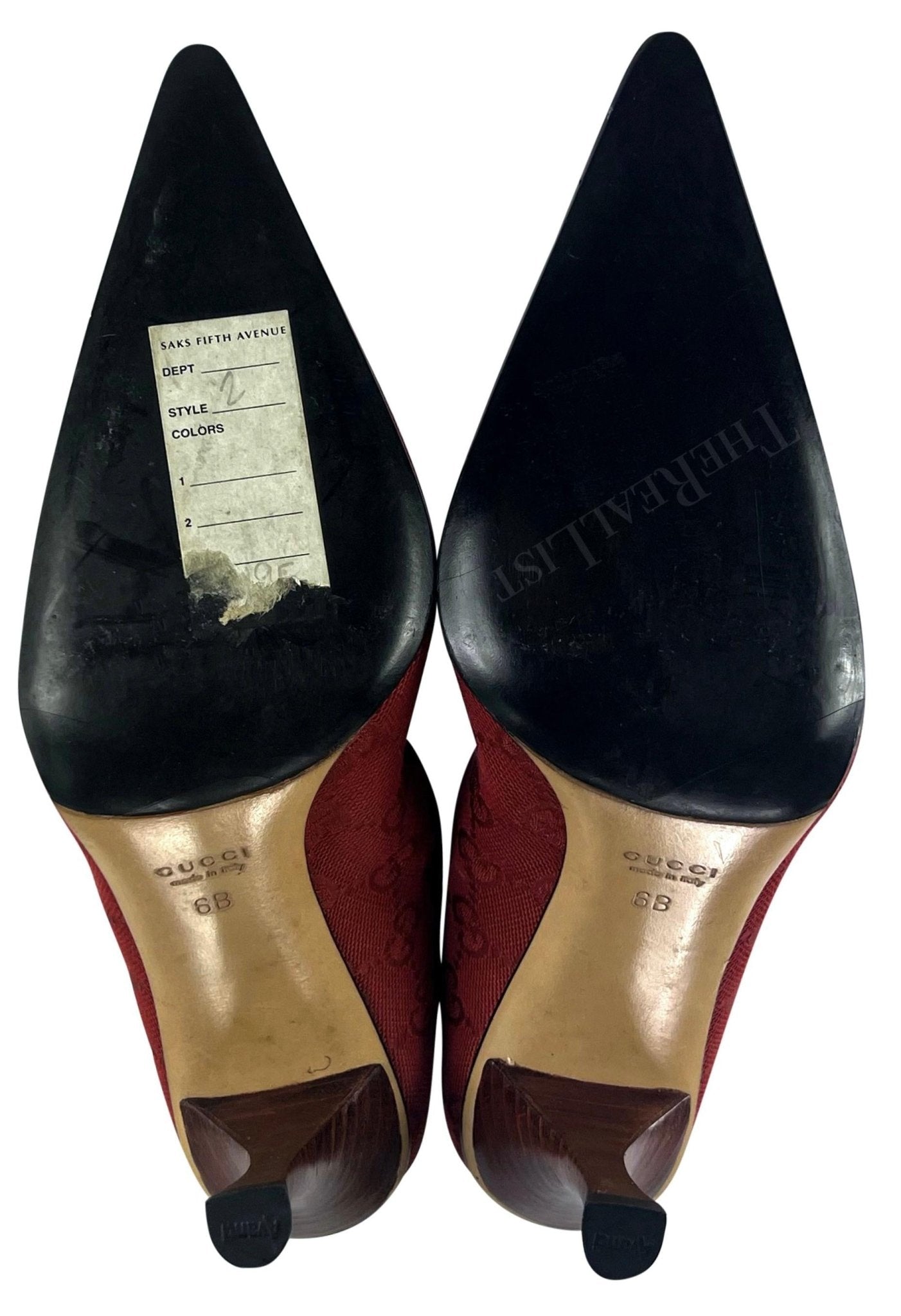 Early 2000s Gucci by Tom Ford Red 'GG' Canvas Heel Ankle Boots Size 6B - RealList