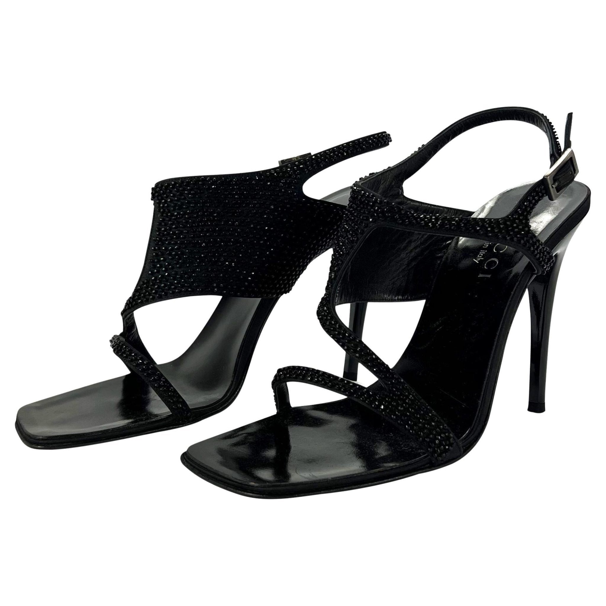 Early 2000s Gucci Tom Ford Black Beaded Strap Heels Size 38C - RealList