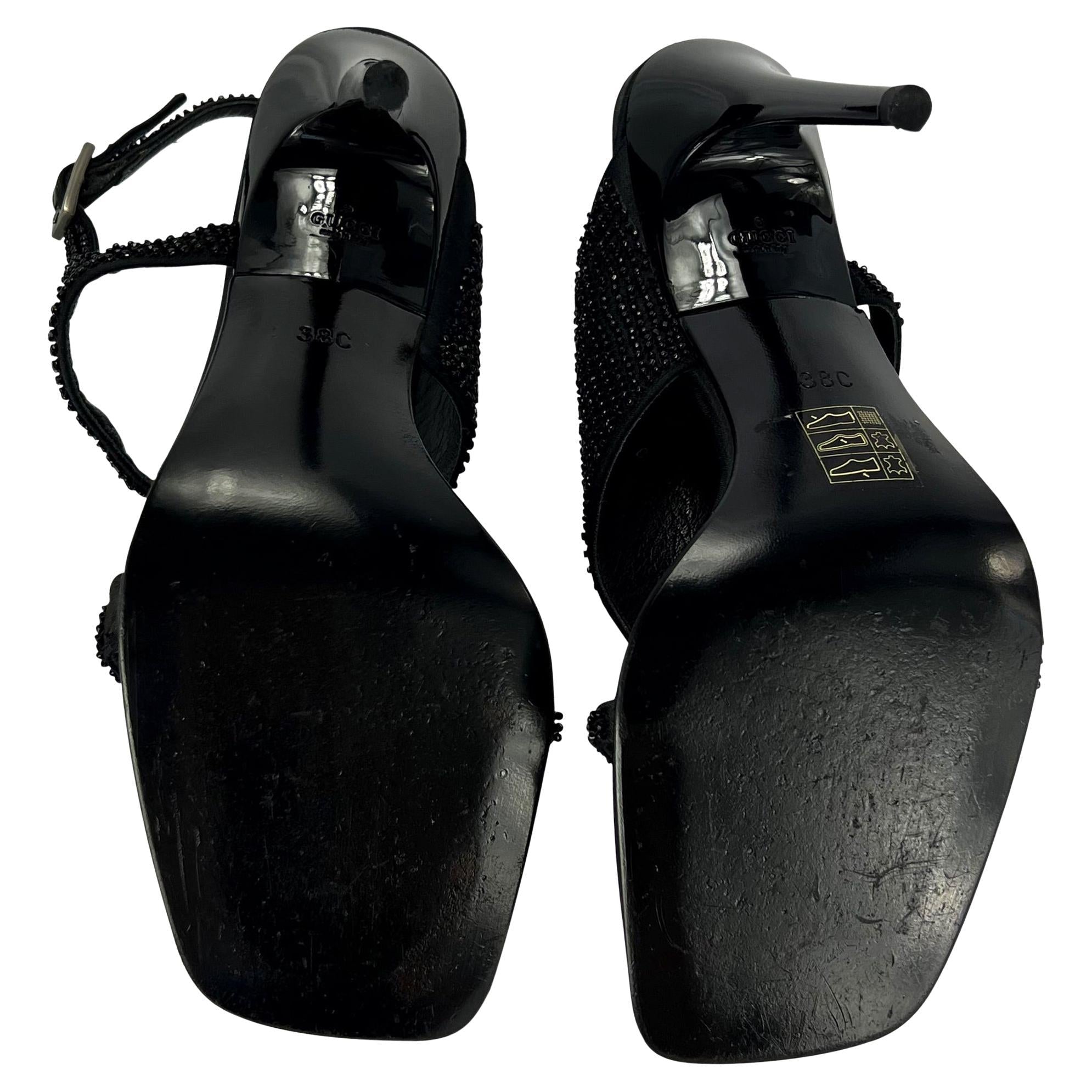 Early 2000s Gucci Tom Ford Black Beaded Strap Heels Size 38C - RealList