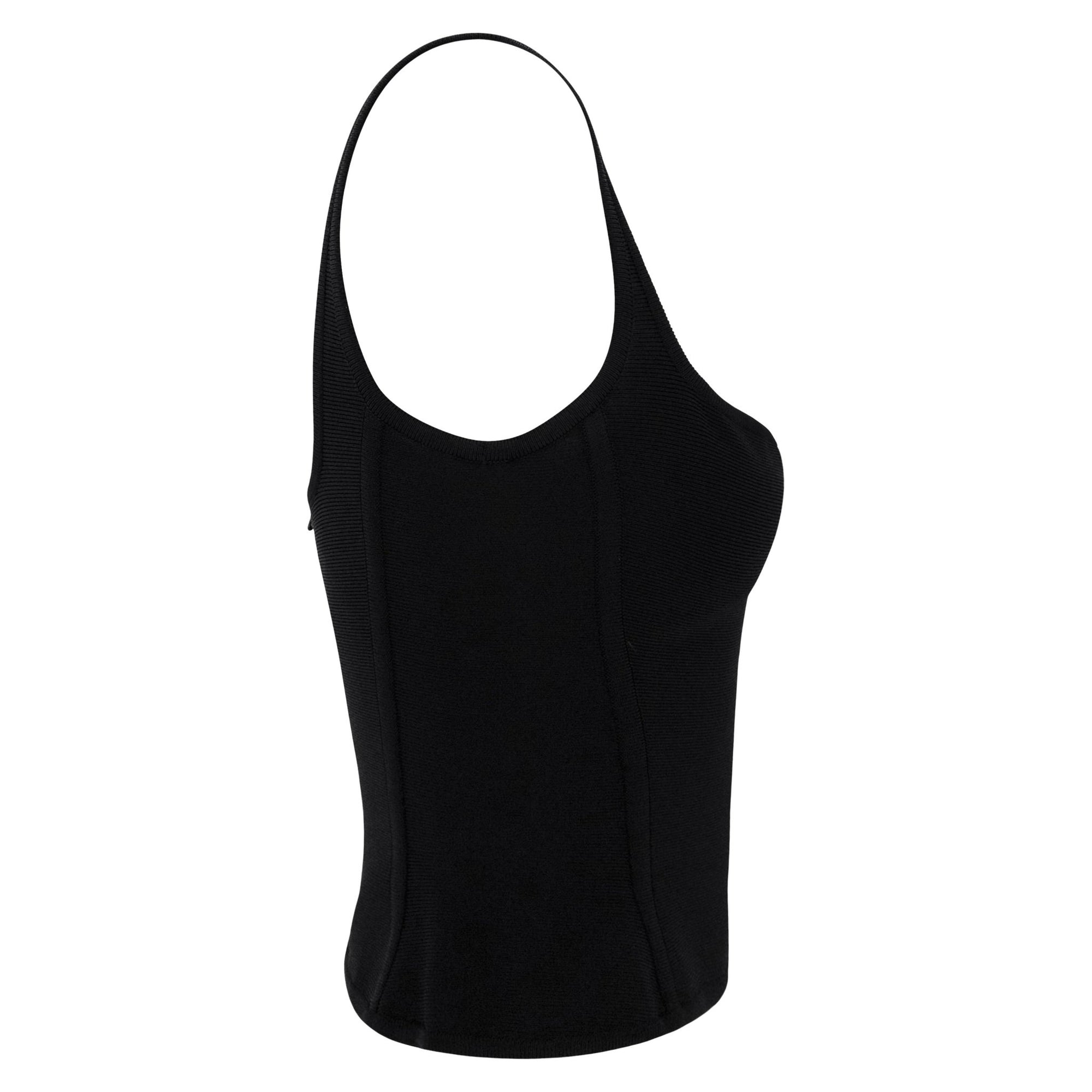 Early 2000s Hervé Léger Black Keyhole Crossover Bodycon Tank Top - RealList