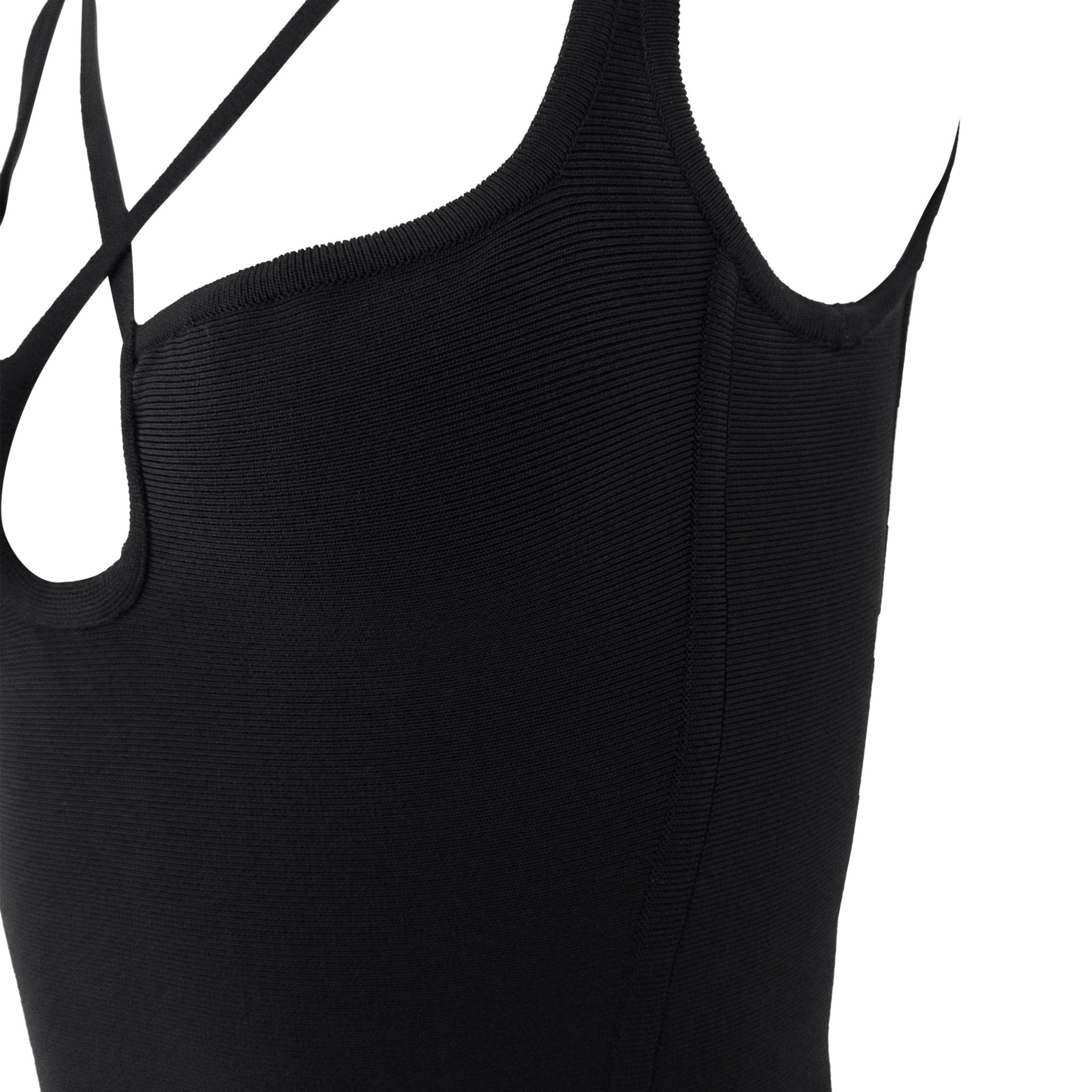 Early 2000s Hervé Léger Black Keyhole Crossover Bodycon Tank Top - RealList