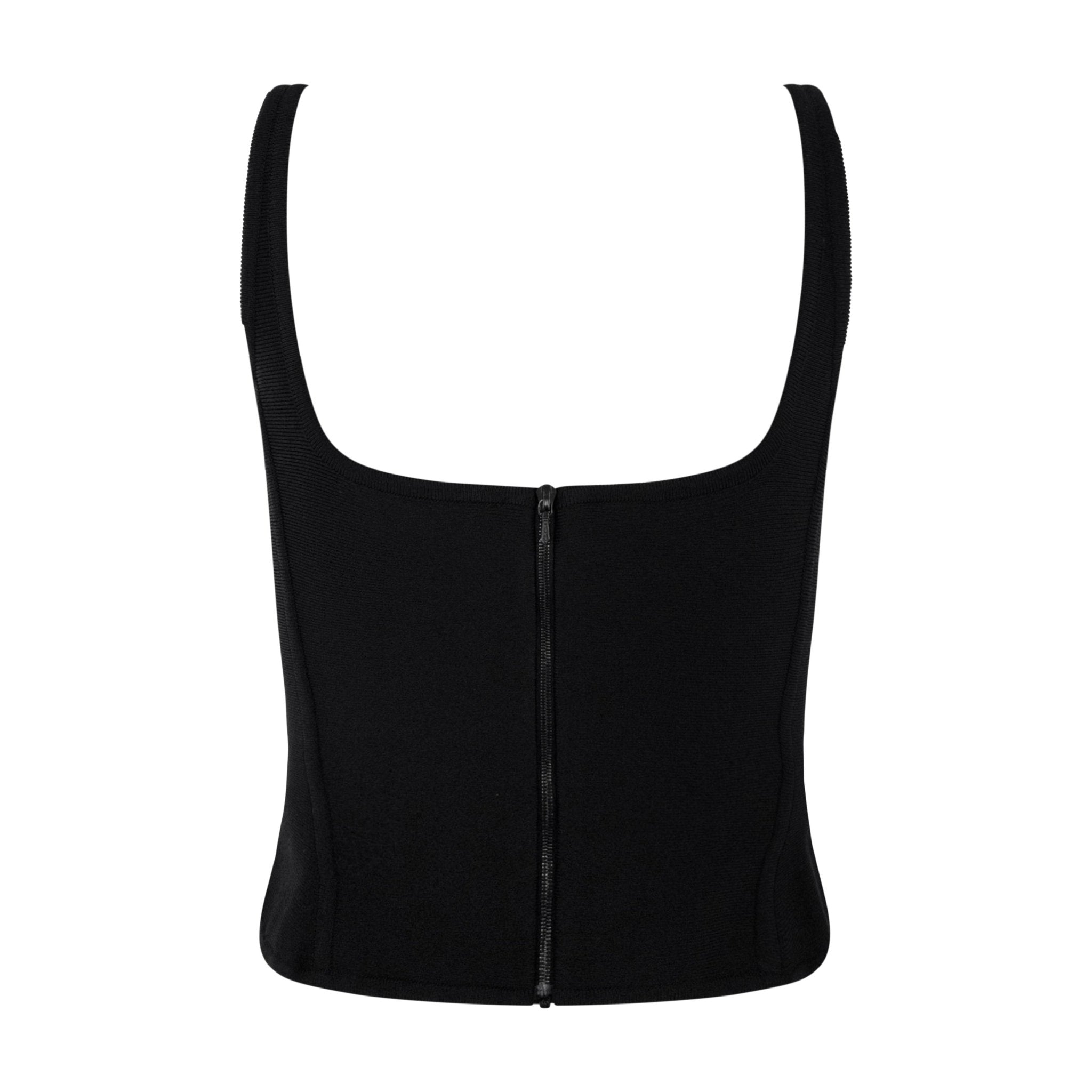 Early 2000s Hervé Léger Black Keyhole Crossover Bodycon Tank Top - RealList