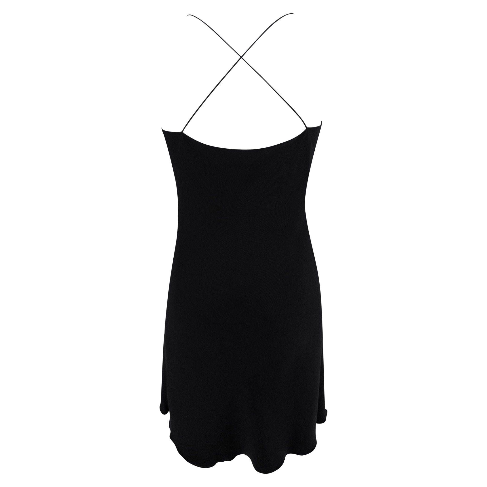 Early 2000s Prada Black Silk Gold Buckle Detail Mini Slip Dress - RealList