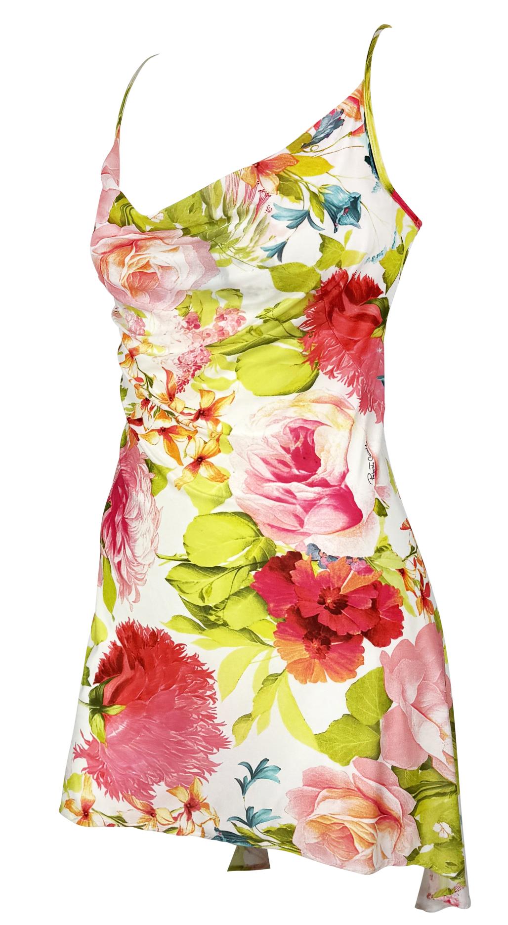 Early 2000s Roberto Cavalli Pink Floral Slip Mini Dress - RealList