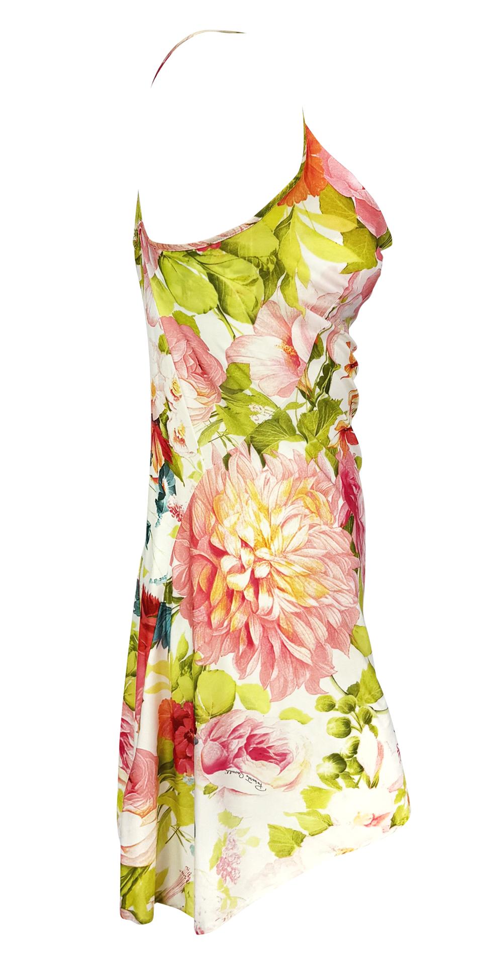 Early 2000s Roberto Cavalli Pink Floral Slip Mini Dress - RealList