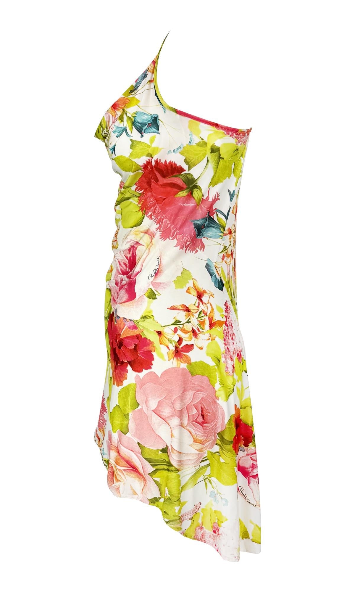 Early 2000s Roberto Cavalli Pink Floral Slip Mini Dress - RealList