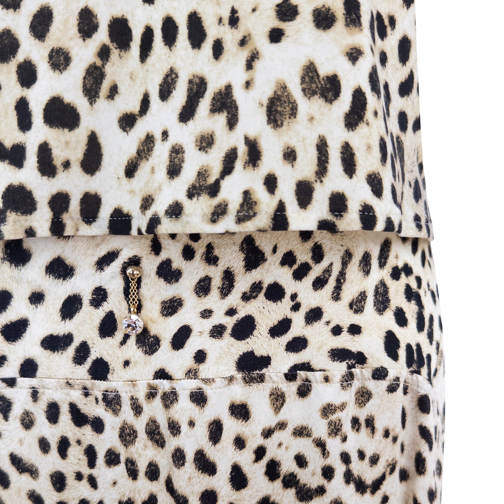 Early 2000s Roberto Cavalli White Leopard Print Satin Bodycon Skirt Top Set - RealList