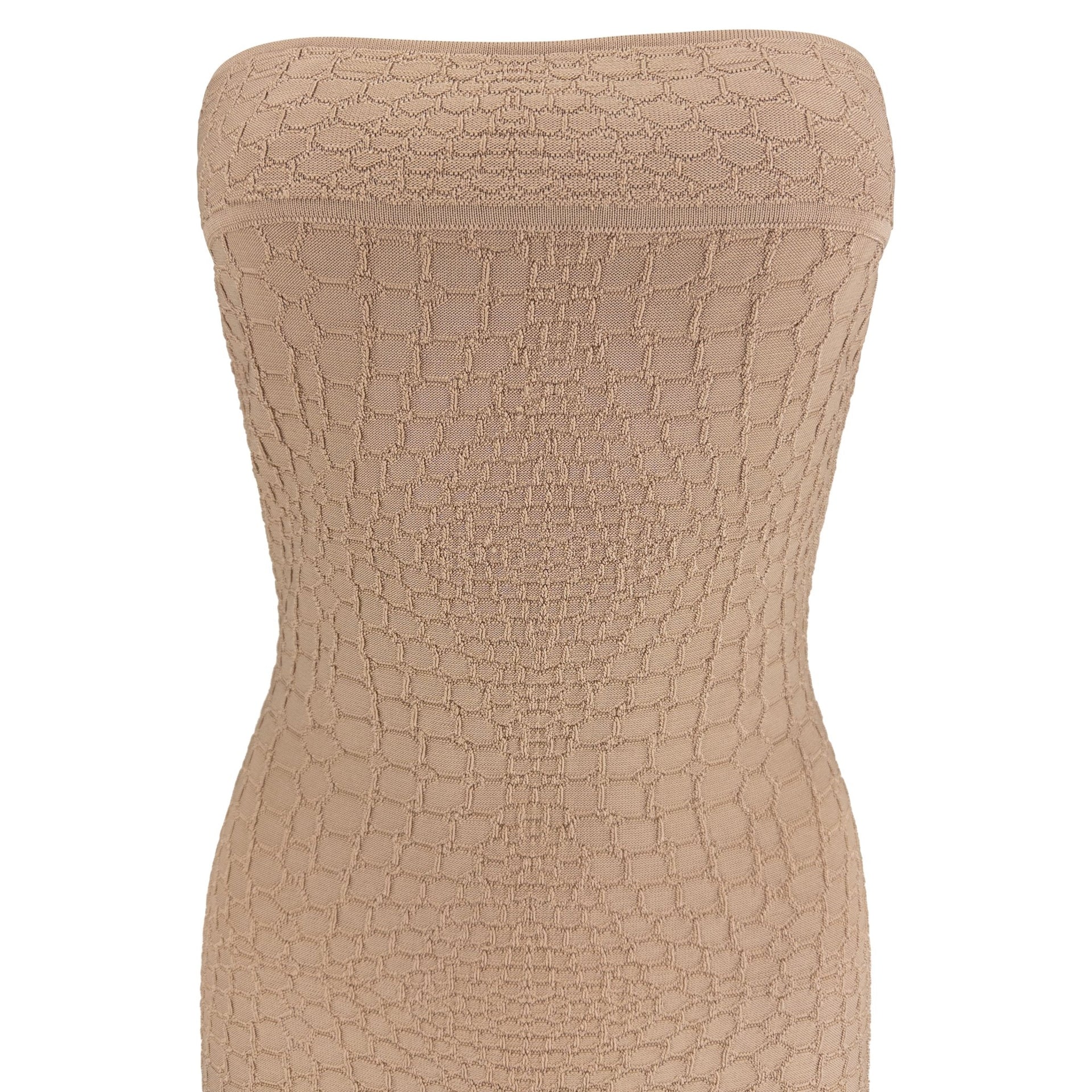 Early 2000s Thierry Mugler Tan Stretch Knit Snakeskin Textured Tube Dress - RealList