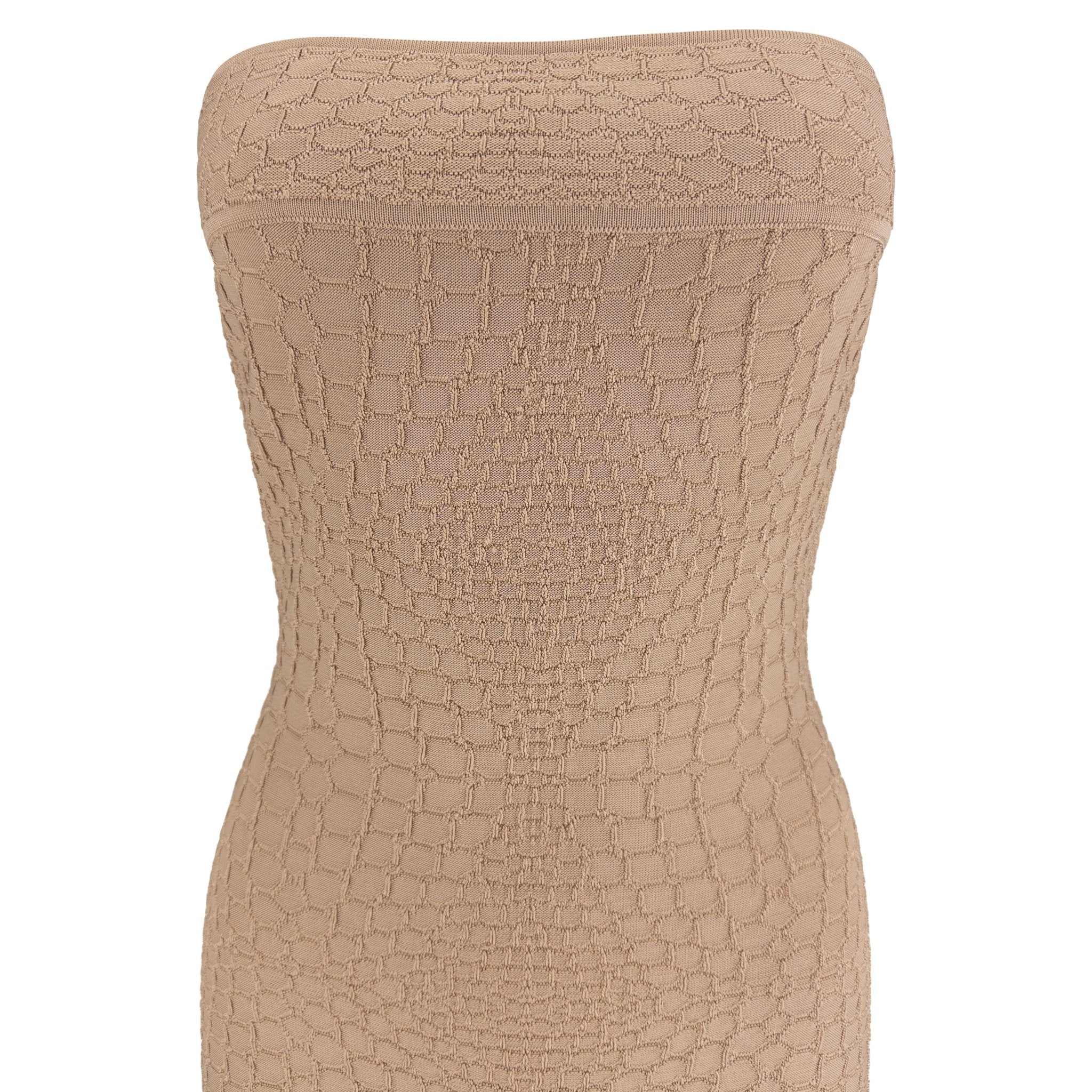Early 2000s Thierry Mugler Tan Stretch Knit Snakeskin Textured Tube Dress - RealList
