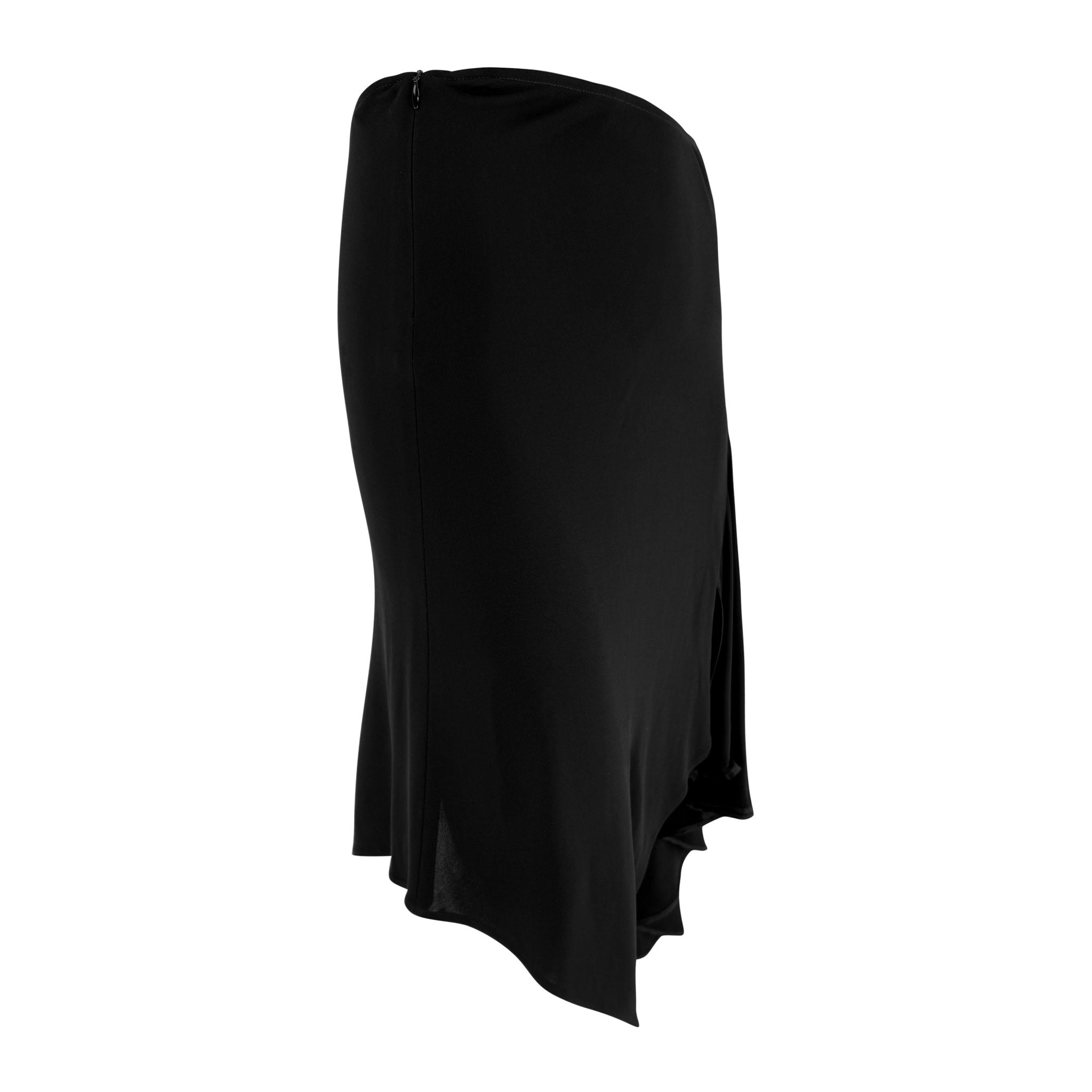 Early 2000s Yigal Azrouel Black Asymetric Stretch Flare Skirt - RealList