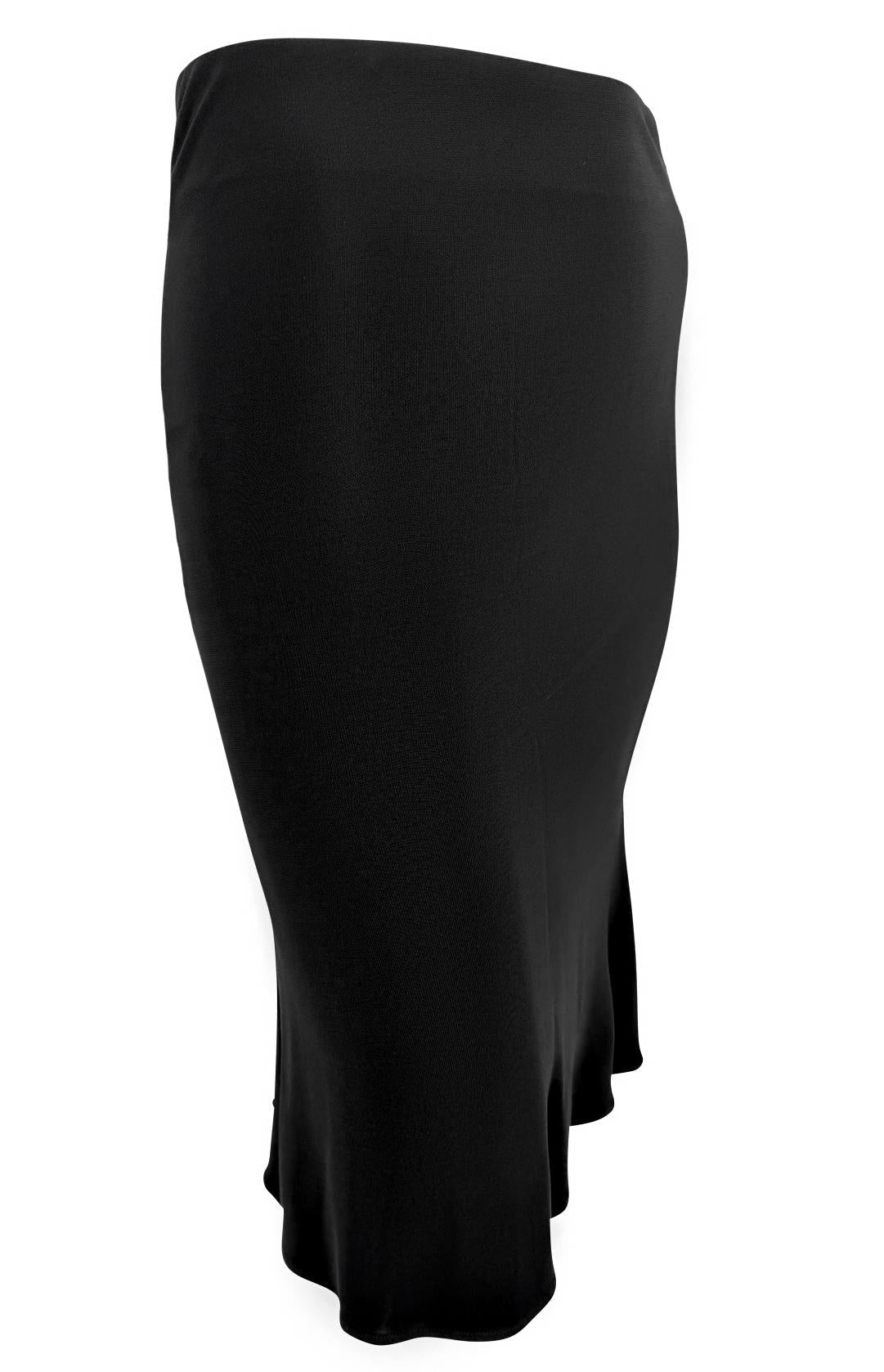 Early 2000s Yigal Azrouël Black Bodycon Stretch Chiffon Panel Midi Skirt - RealList