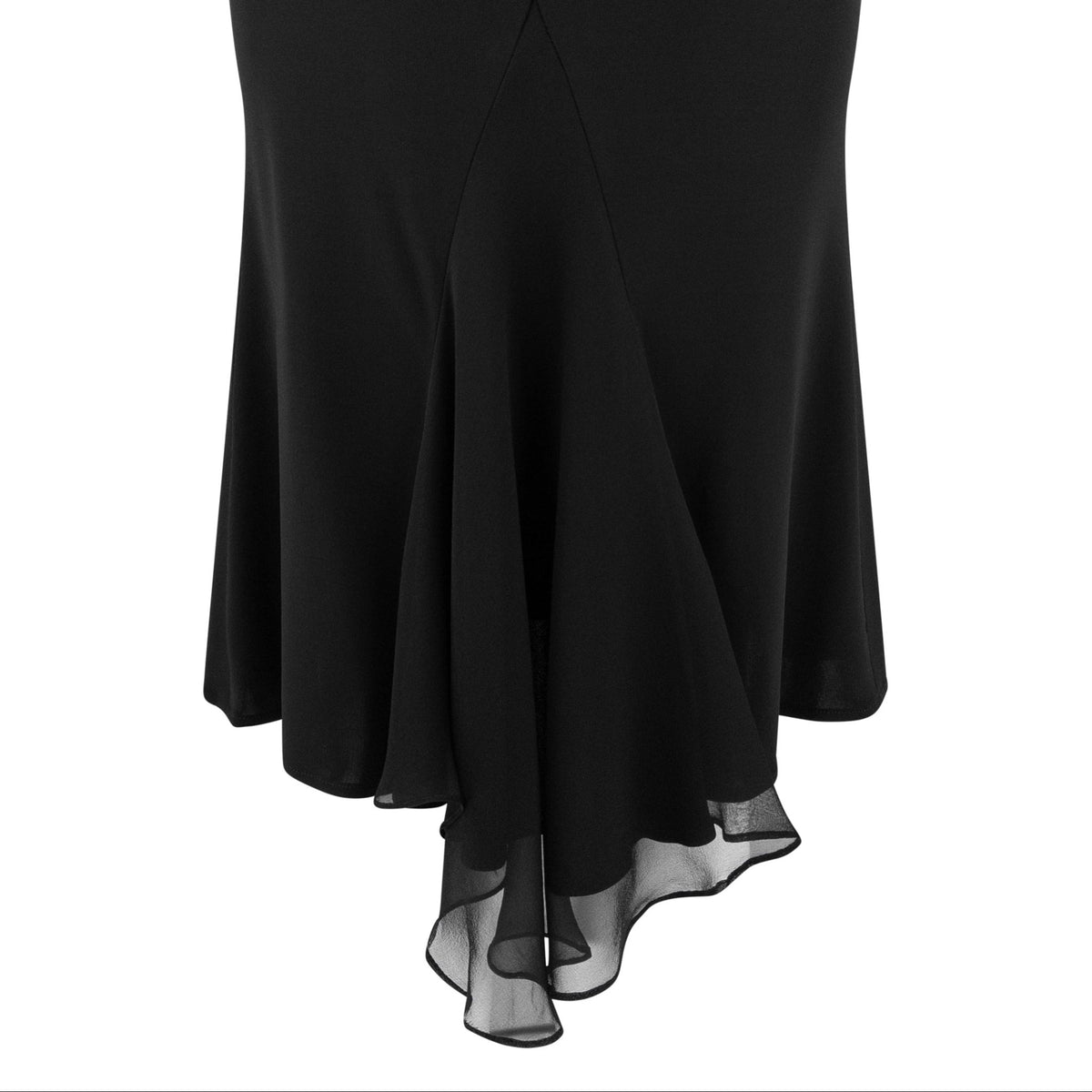 Early 2000s Yigal Azrouël Black Bodycon Stretch Chiffon Panel Midi Skirt - RealList