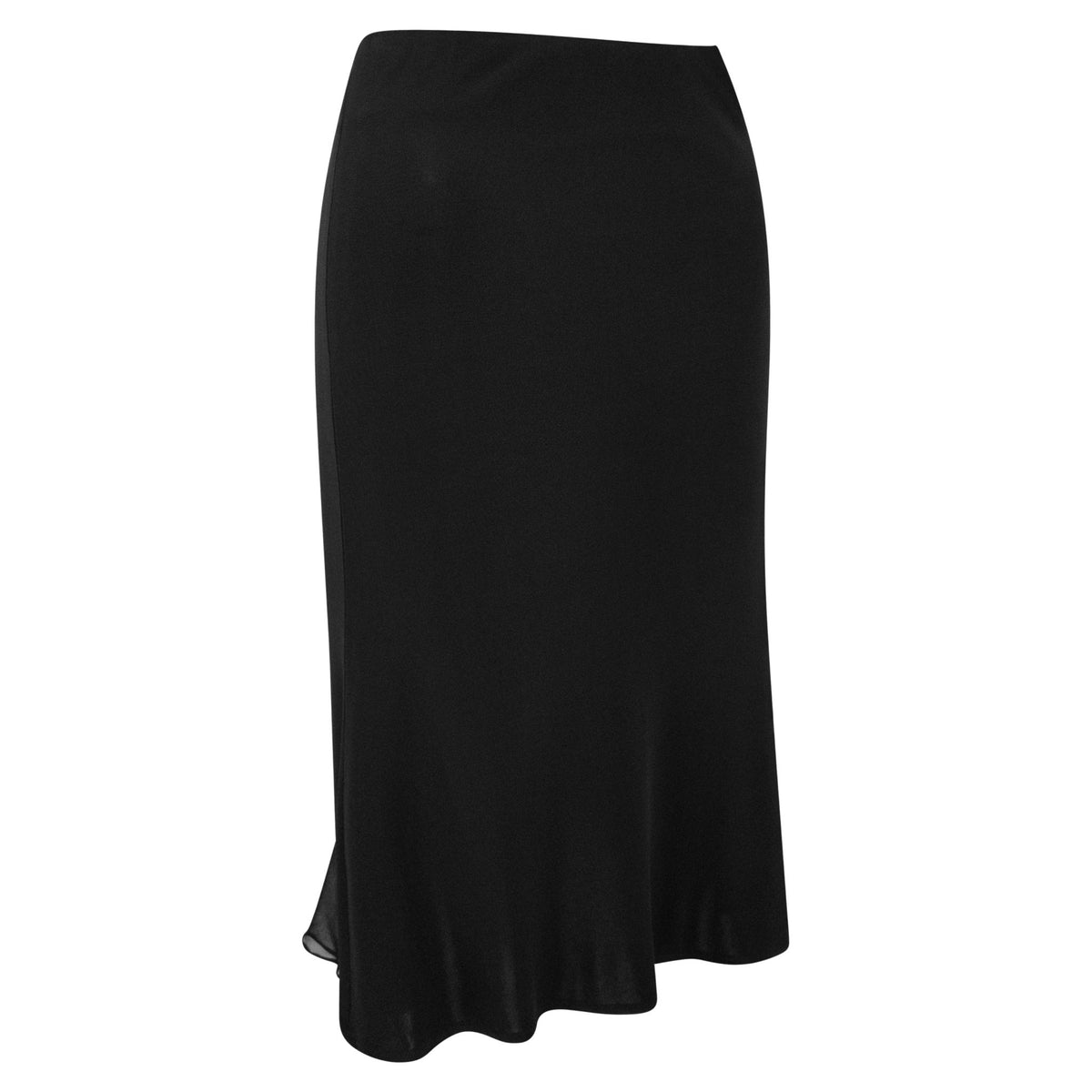 Early 2000s Yigal Azrouël Black Bodycon Stretch Chiffon Panel Midi Skirt - RealList