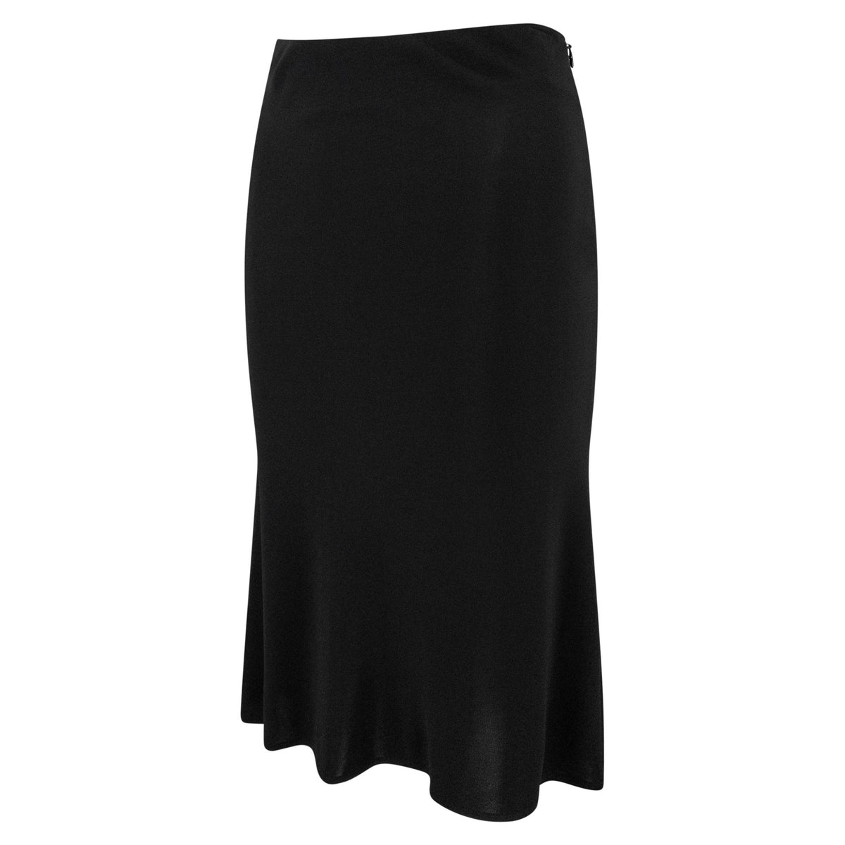 Early 2000s Yigal Azrouël Black Bodycon Stretch Chiffon Panel Midi Skirt - RealList