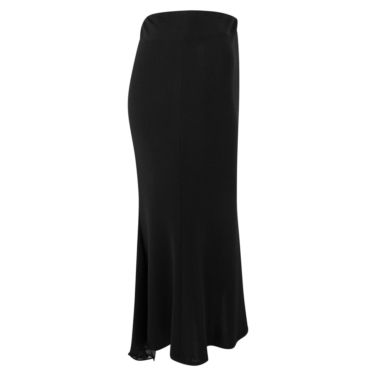 Early 2000s Yigal Azrouël Black Bodycon Stretch Chiffon Panel Midi Skirt - RealList