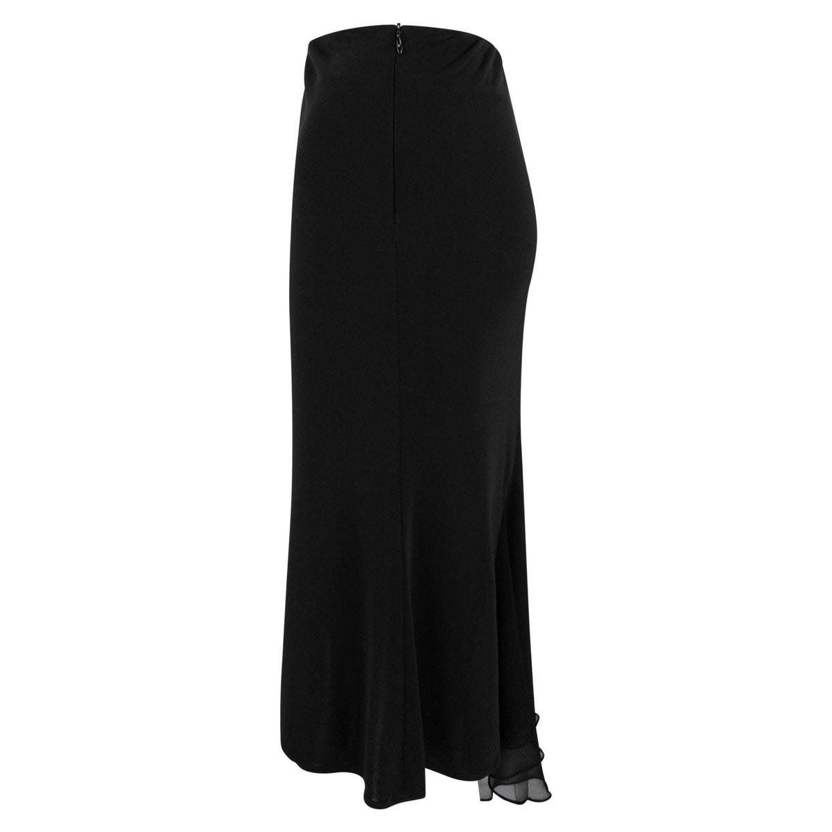 Early 2000s Yigal Azrouël Black Bodycon Stretch Chiffon Panel Midi Skirt - RealList