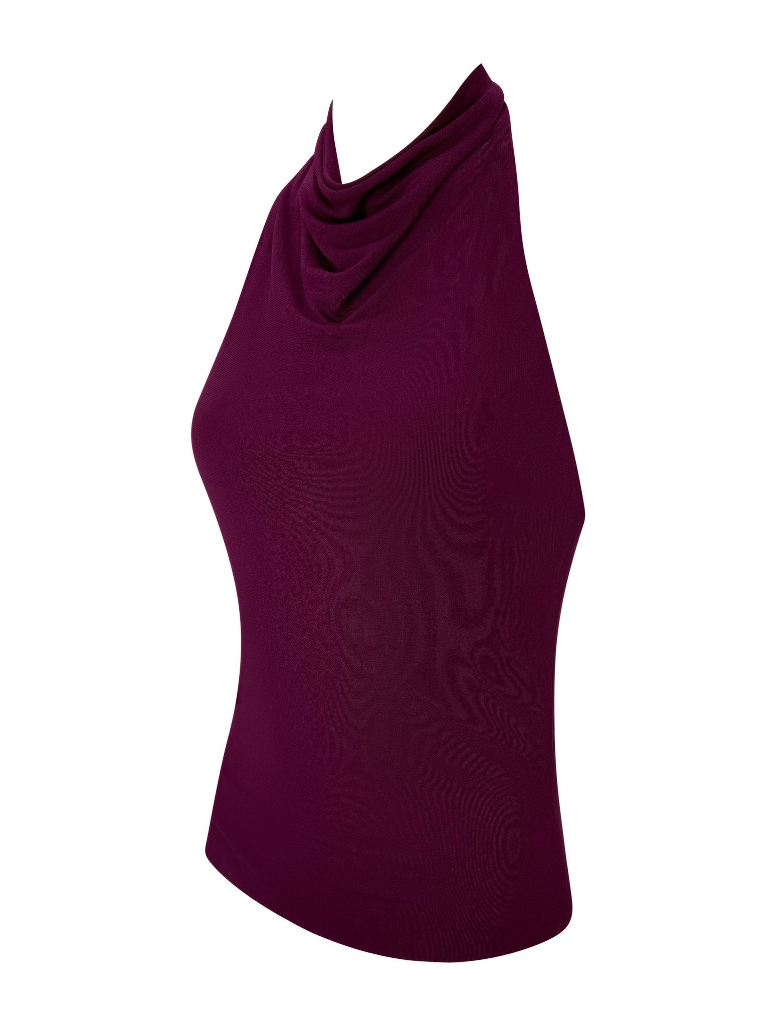 Early 2000s Yigal Azrouël Burgundy Backless Stretch Halter Top - RealList