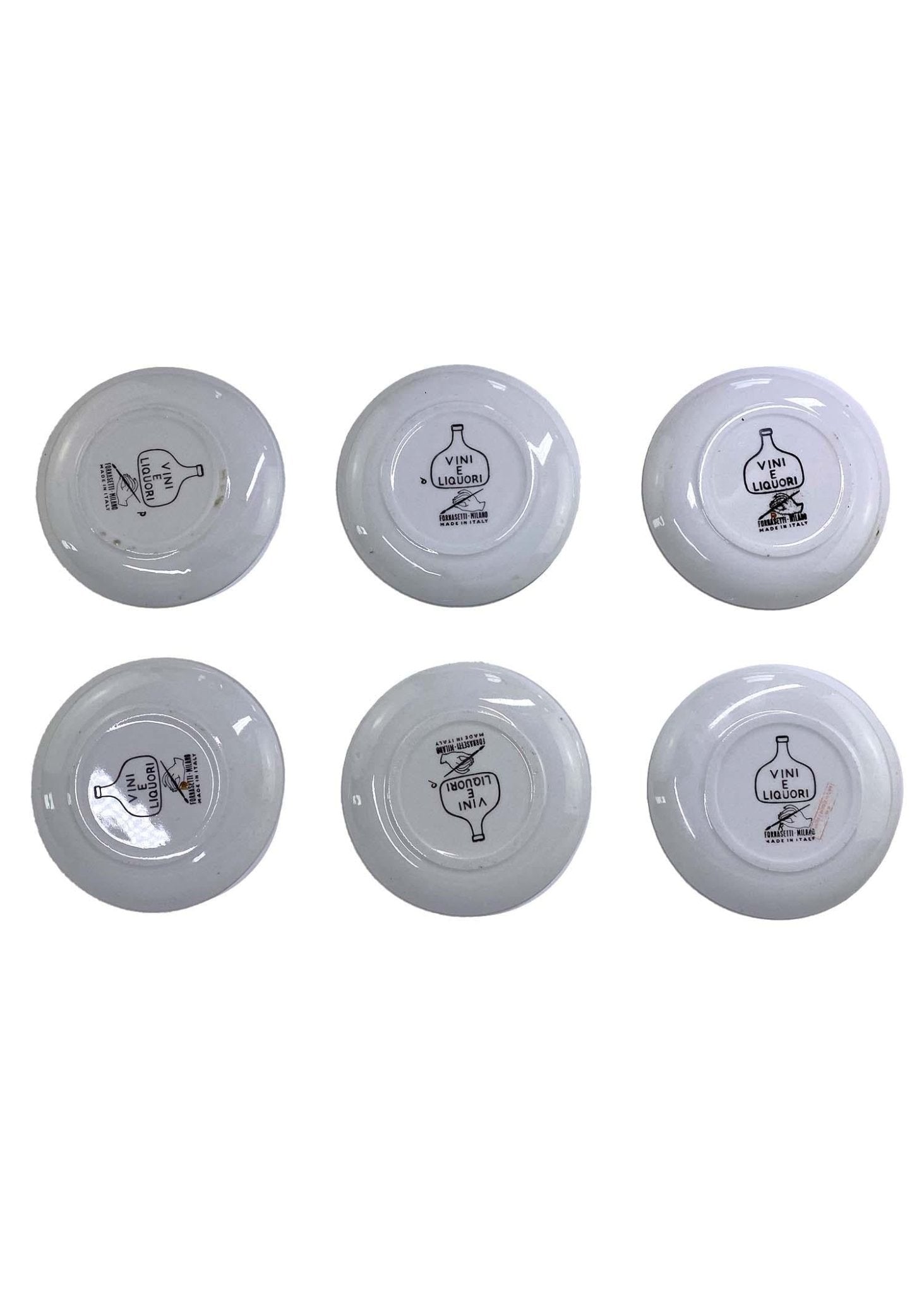 Fornasetti Liquor Themed Six Piece 3" Coaster Set - 'Vini e Liquori' - RealList