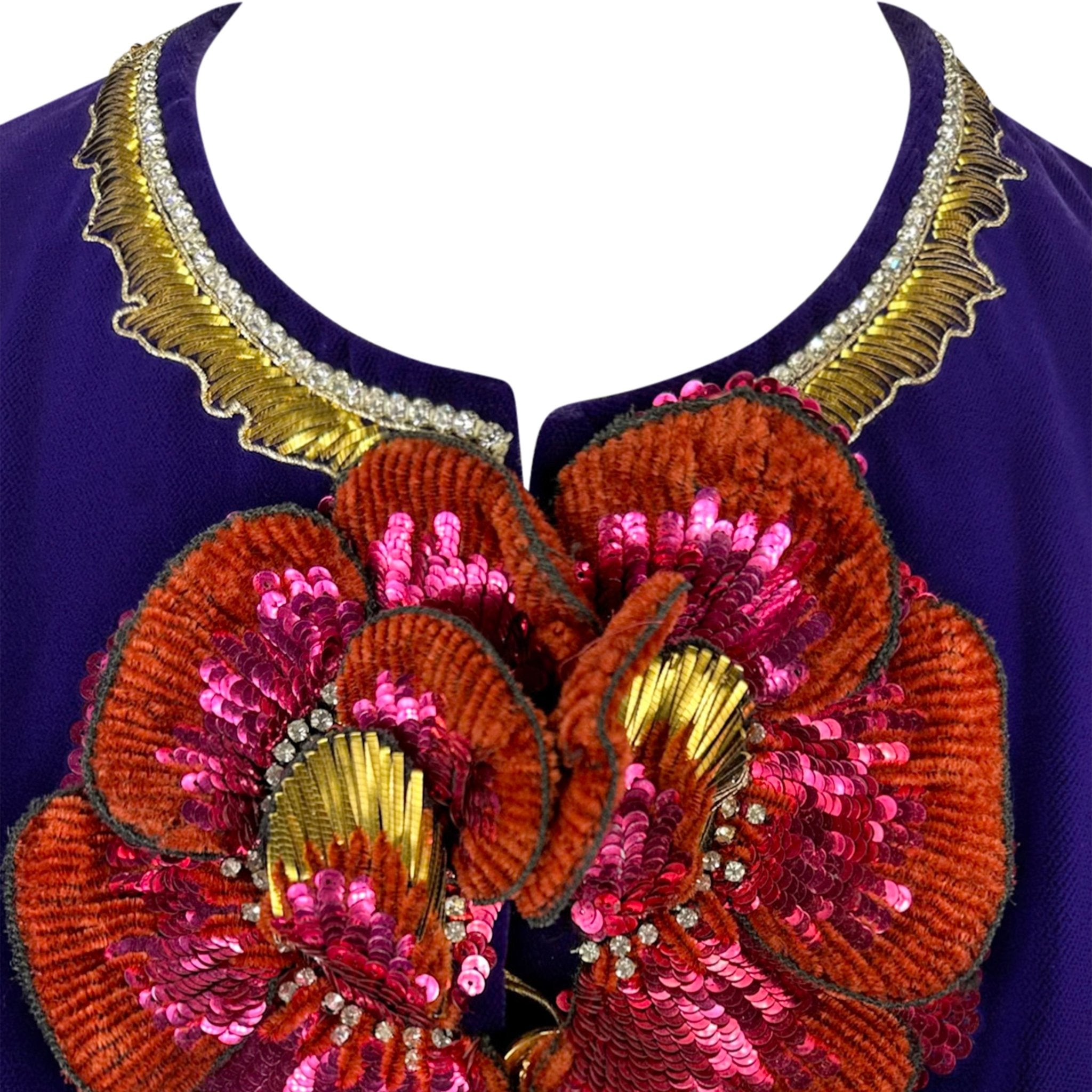 F/W 1978 Yves Saint Laurent Haute Couture Purple Lesage Embroidery Floral Jacket - RealList