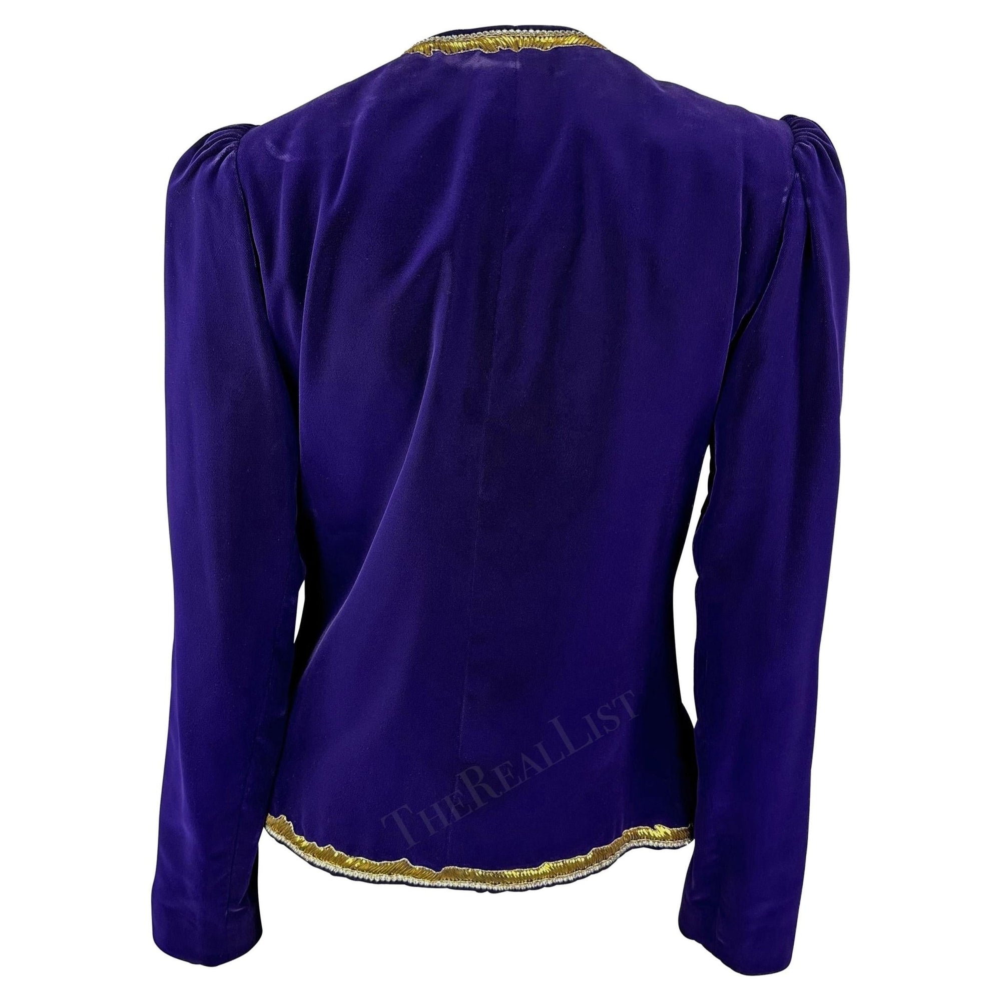 F/W 1978 Yves Saint Laurent Haute Couture Purple Lesage Embroidery Floral Jacket - RealList