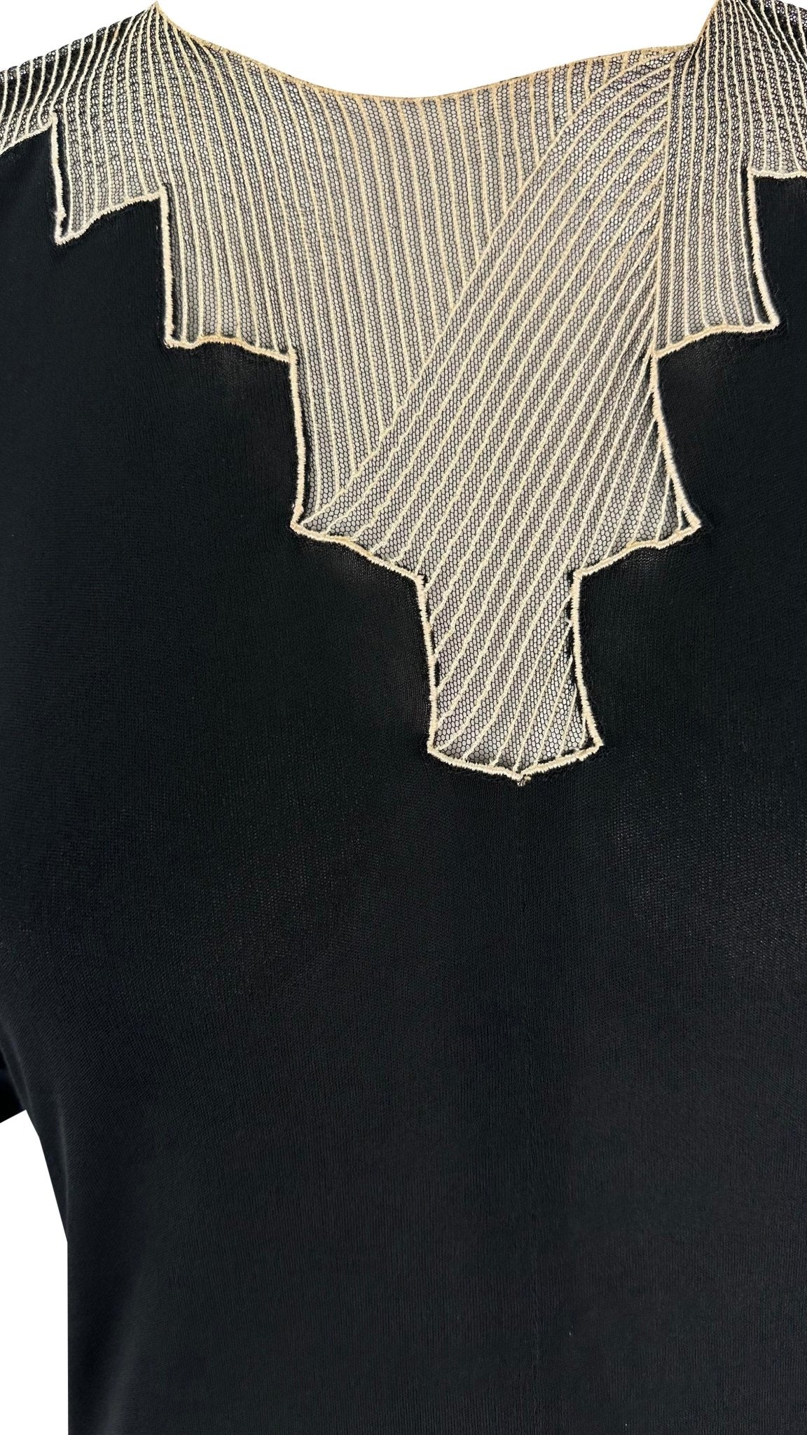 F/W 1979 Chloé by Karl Lagerfeld Runway Black Geometric Embroidery Gown - RealList